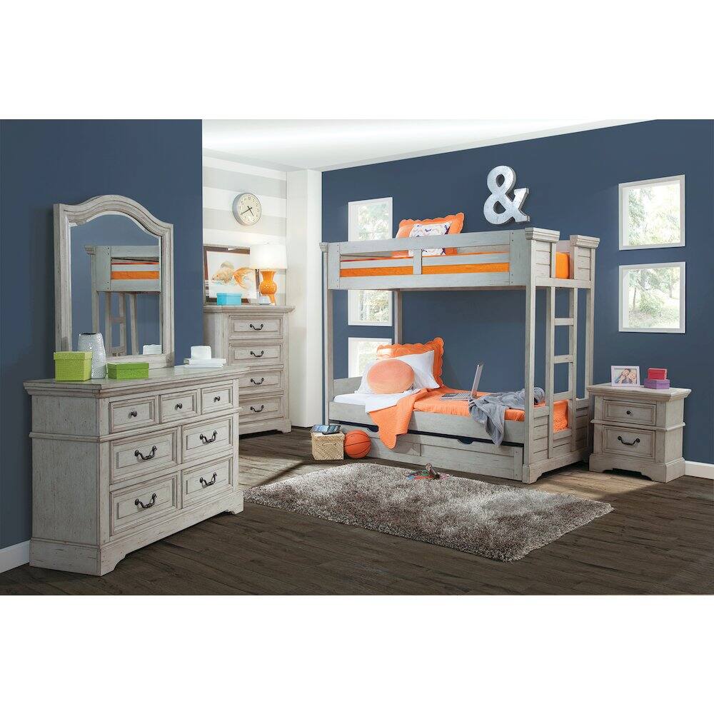 Alt View 5. American Woodcrafters - Stonebrook Small Nightstand - Light Distressed Antique Gray - Gray.
