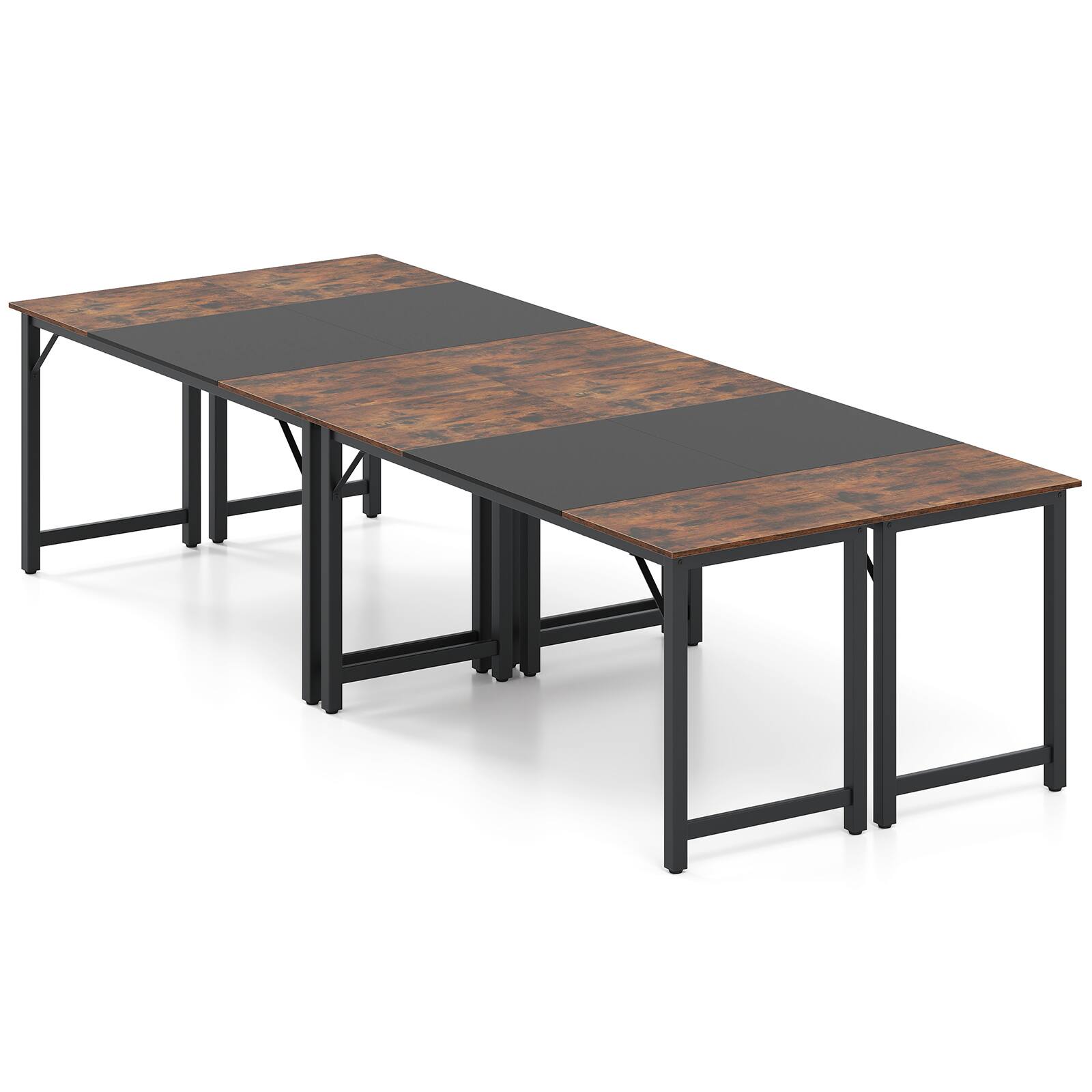 Alt View 9. Gymax - Gymax 4 PCS 63'' Computer Desk Modern Industrial Office Desk w/ Metal Frame & Large Executive Desk - Rustic Brown, Black.