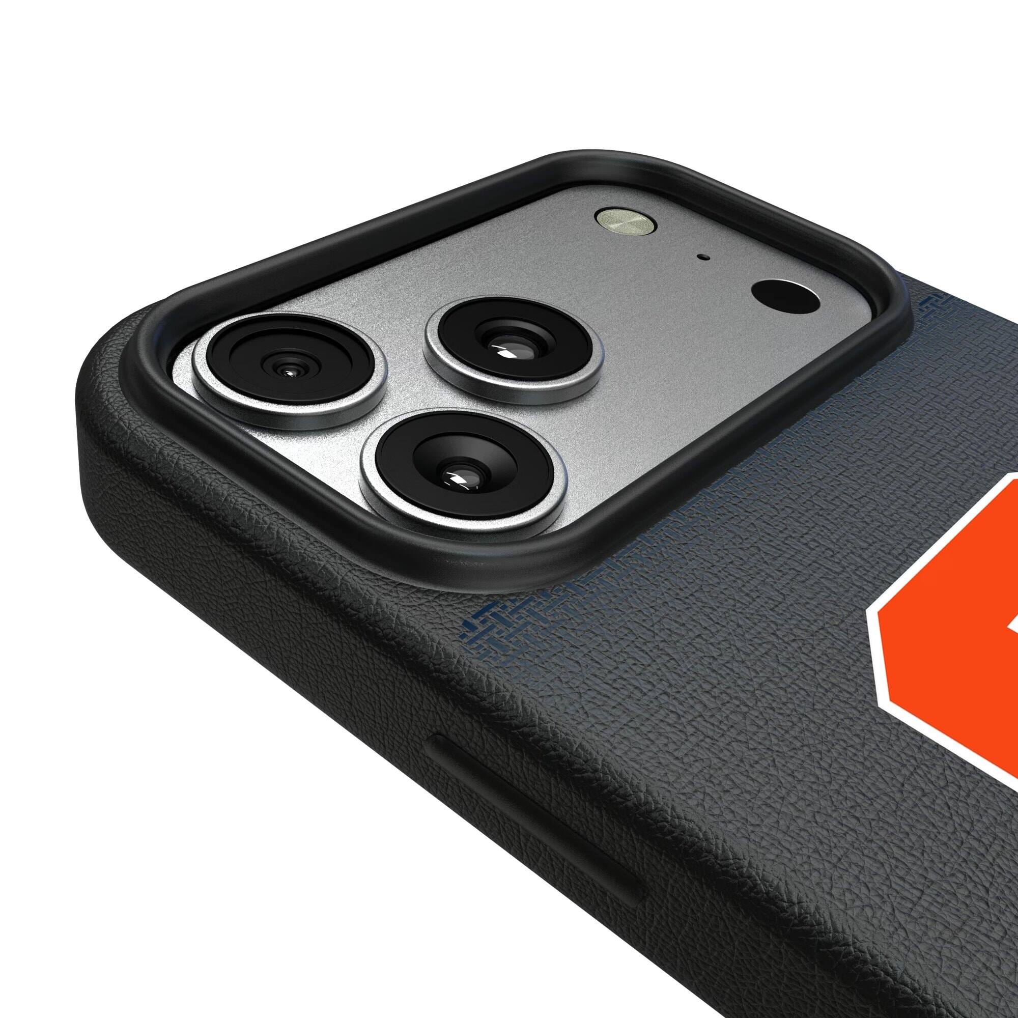 Alt View 2. Keyscaper - Syracuse Orange Linen Logo iPhone Magnetic Bump Case - 15 - Black.