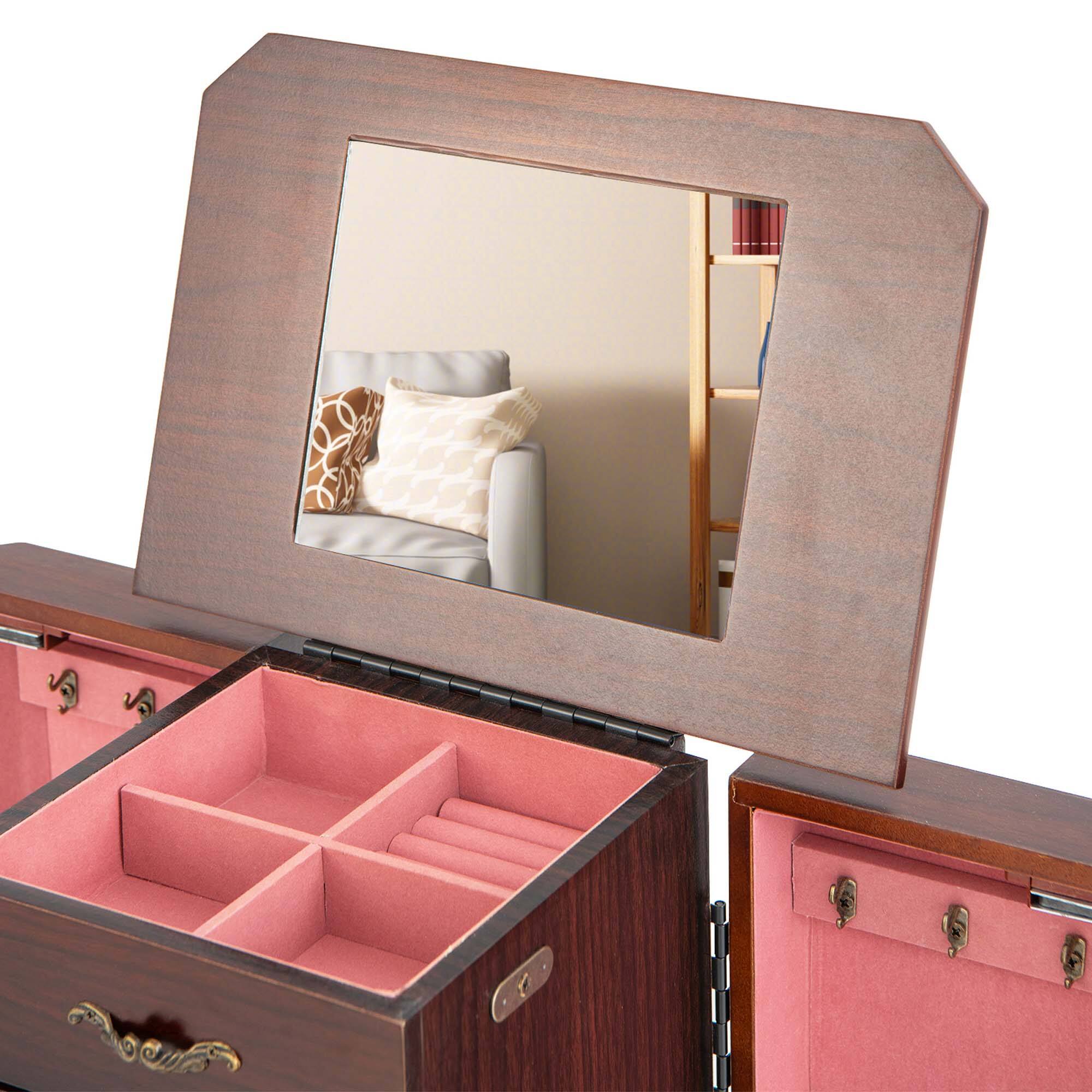 Alt View 18. Costway - Jewelry Cabinet Storage Chest Stand Organizer Wood Box for Home Walnut - Walnut.