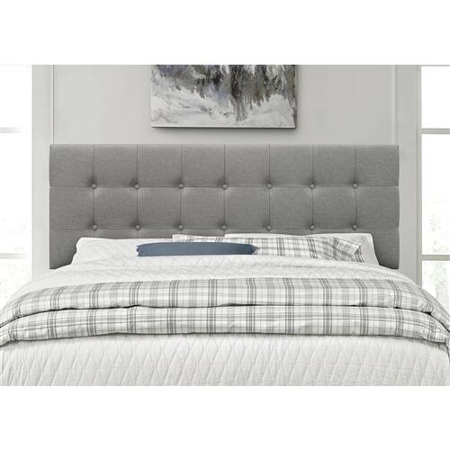 Alt View 1. SlickBlue - Full Upholstered Headboard with Button Tufting, Grey Fabric - Grey.