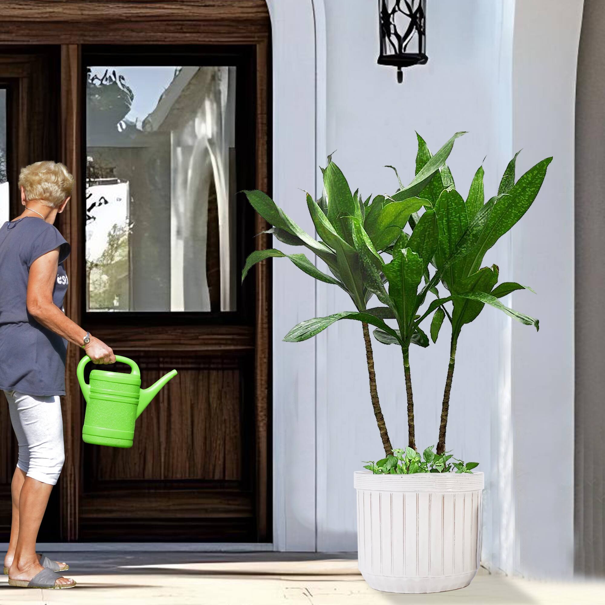 Alt View 1. Loheer - Ceramic Planter Set Loheer Handmade White Ceramic Planters Set of 4, 6 8 10 12 Inch Indoor Outdoor Pots.