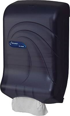 Front. San Jamar - San Jamar® Oceans® Ultrafold Towel Dispenser, Black Pearl, 18" x 11 3/4" x 6 1/4" - Black Pearl.