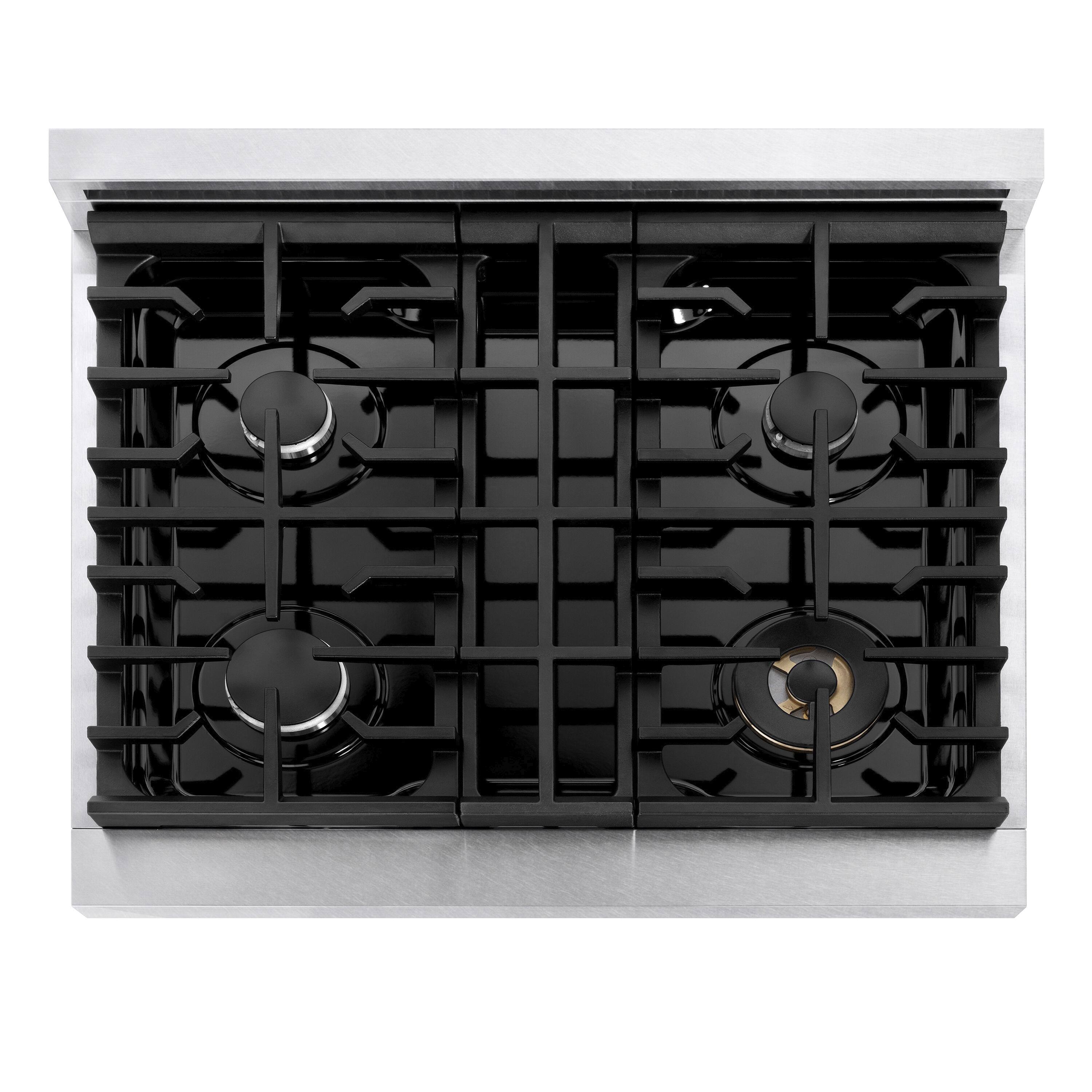 Alt View 11. ZLINE - 30 in. 4.2 cu. ft. Marino Dual Fuel Freestanding Range with 4 Gas Burners and Convection Oven in Satin Stainless Steel - Satin Stainless Steel.