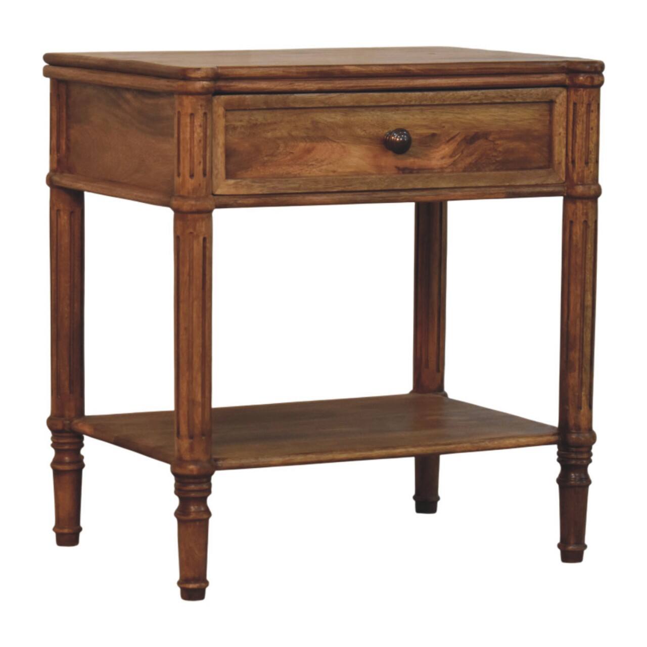 Back. Artisan Furniture - Artisan Furniture Solid Wood Heritage Column Side Table, 1 Drawer & 1 Open Slot, Brown - Brown.