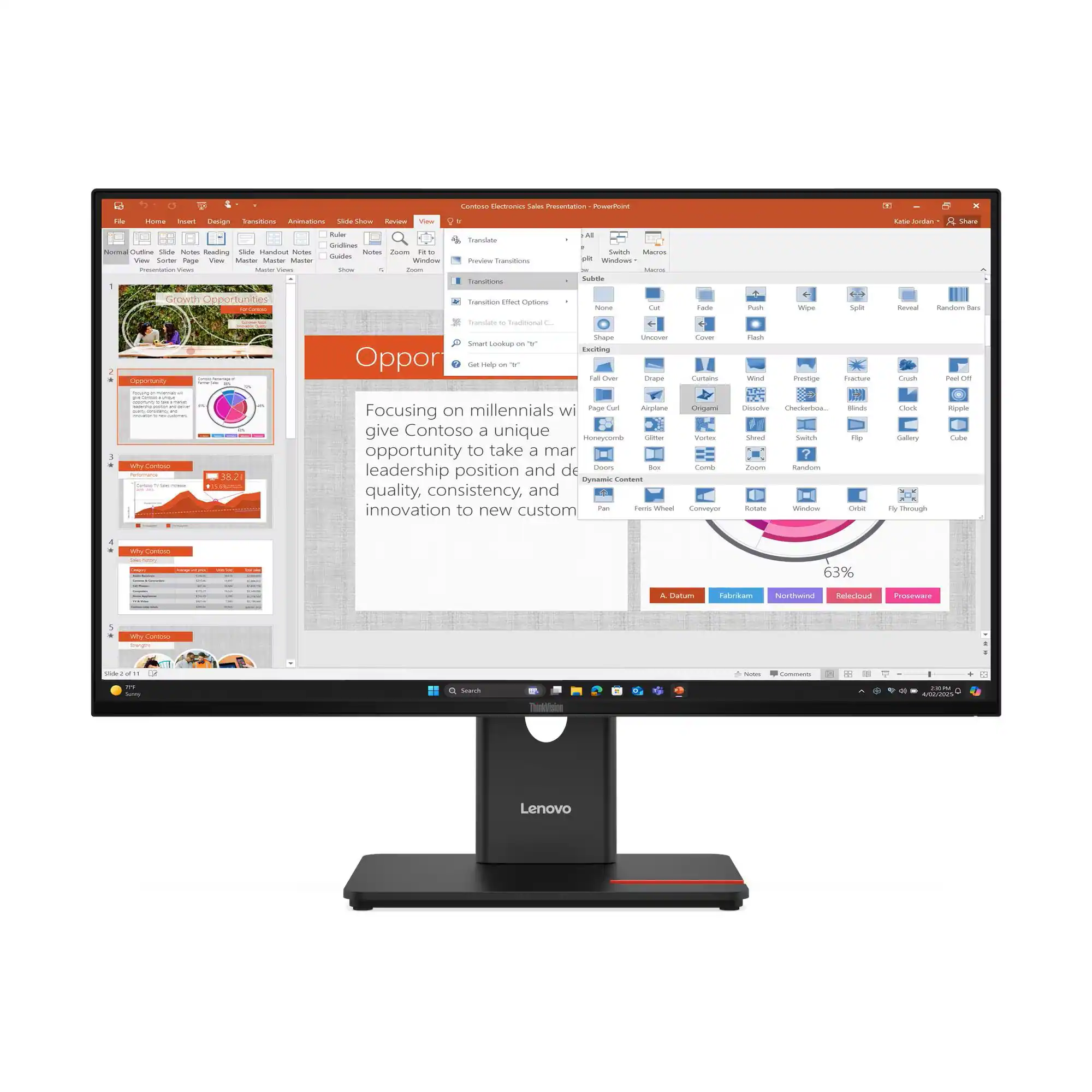 Lenovo - ThinkVision 27" IPS LED FHD 48Hz - 120hz Monitor (HDMI, USB, DP, VGA) - Eclipse Black
