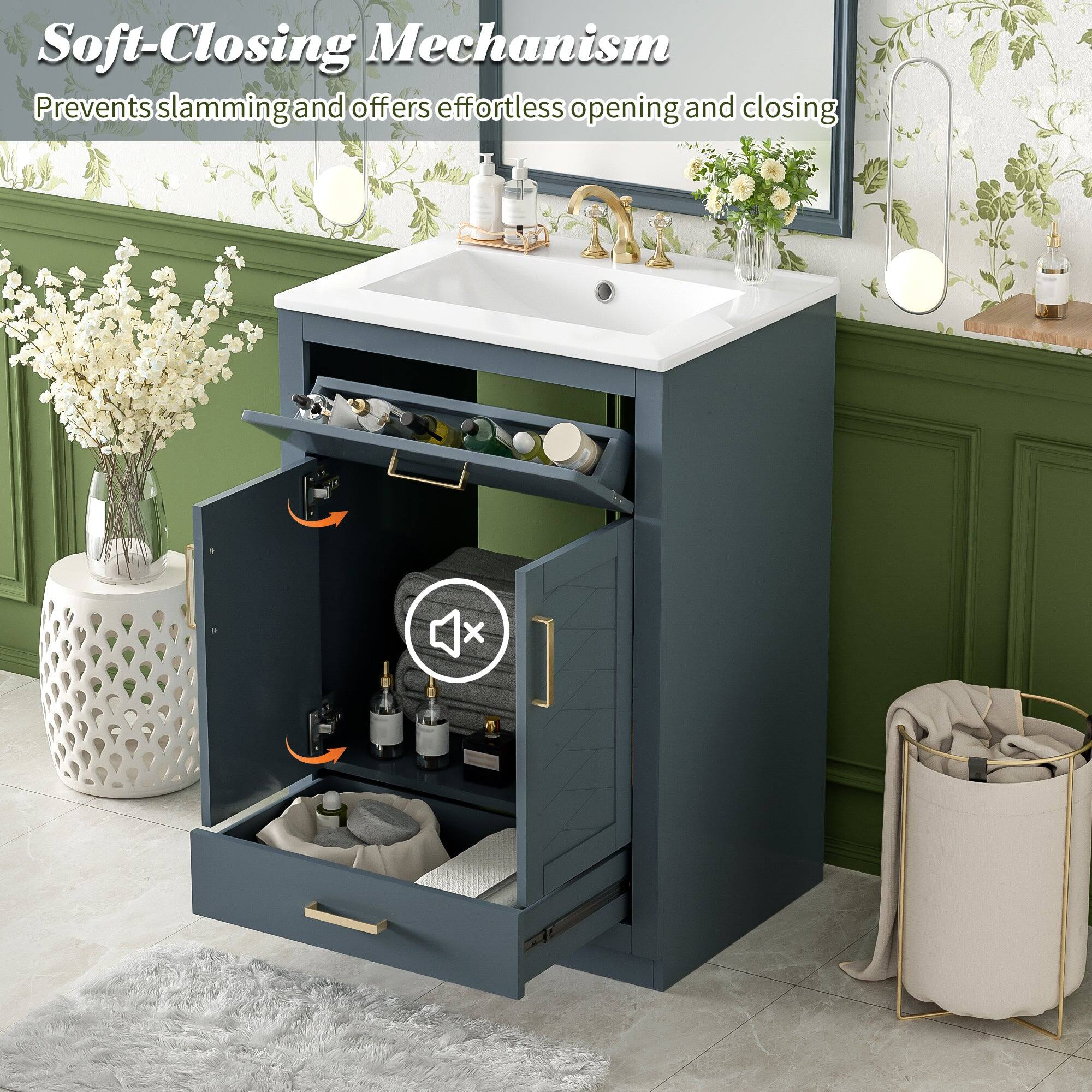 Soft-Closing Mechanism  
Prevents slamming and offers effortless opening and closing