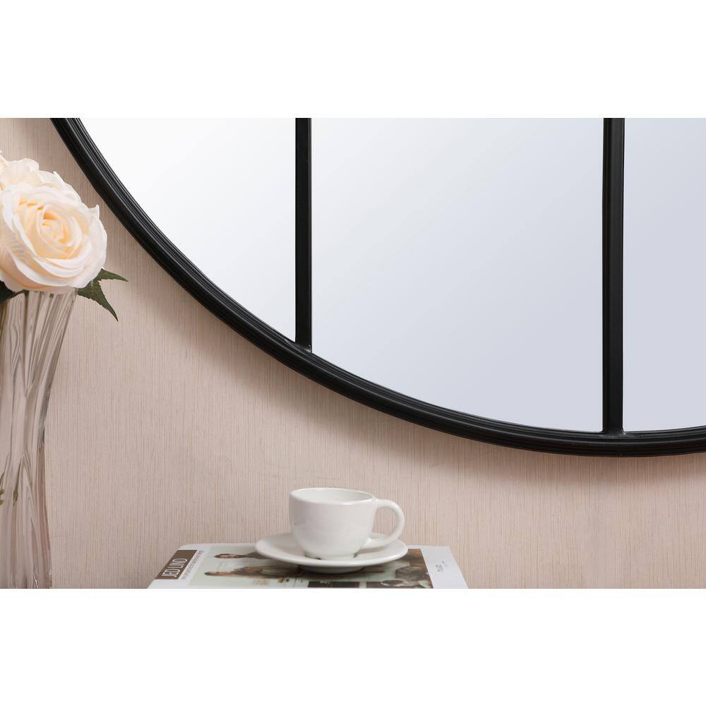 Back. Elegant Decor - Metal windowpane mirror 42 inch x 42 inch in Black - Black.