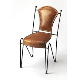 Butler Specialty - Coriander Iron & Leather Side Chair - Medium Brown