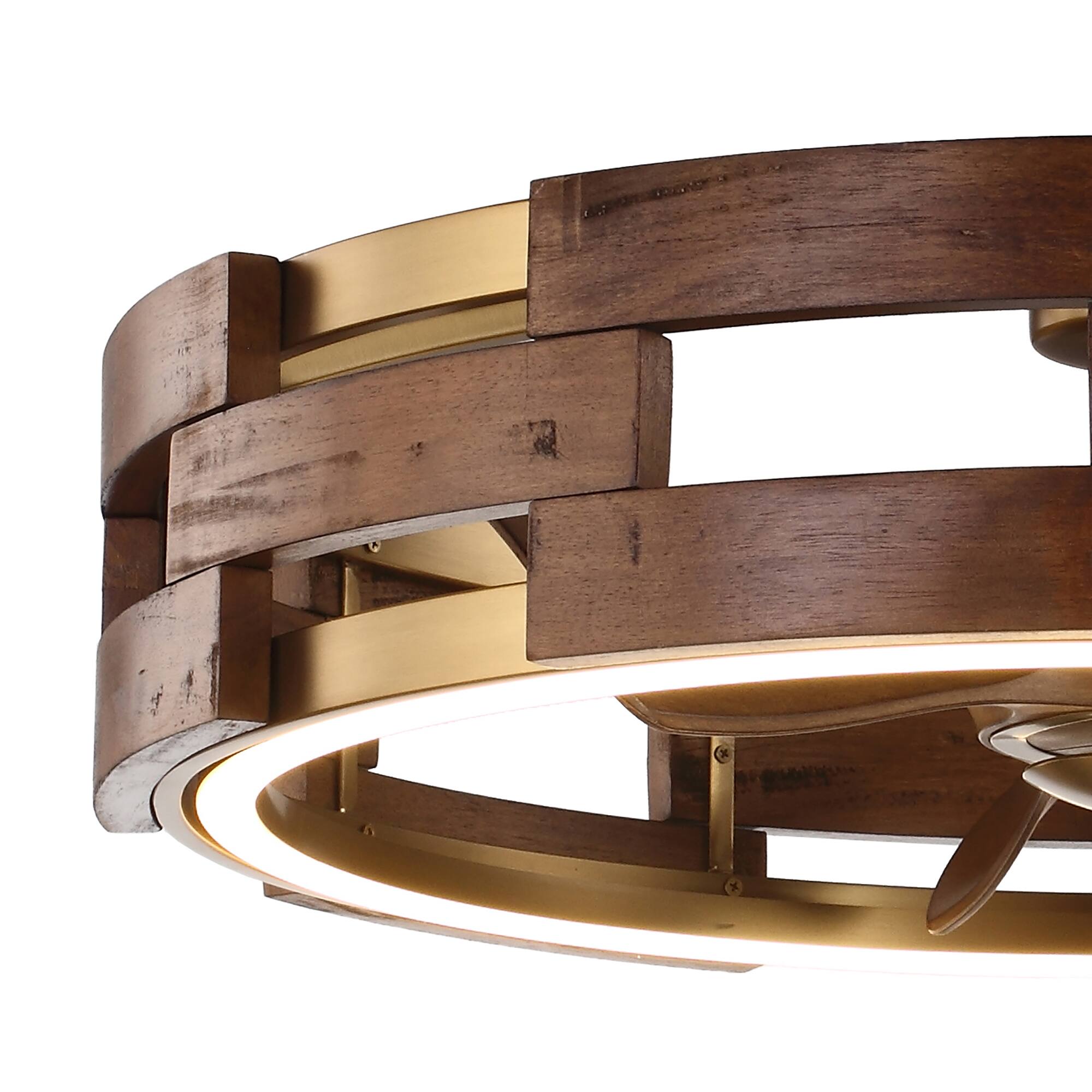 Alt View 7. Perimost - 30-inch Farmhouse Gold 6-speed Caged Fandelier Ceiling Fan with Light and Remote, DC Reversible Motor - Gold.