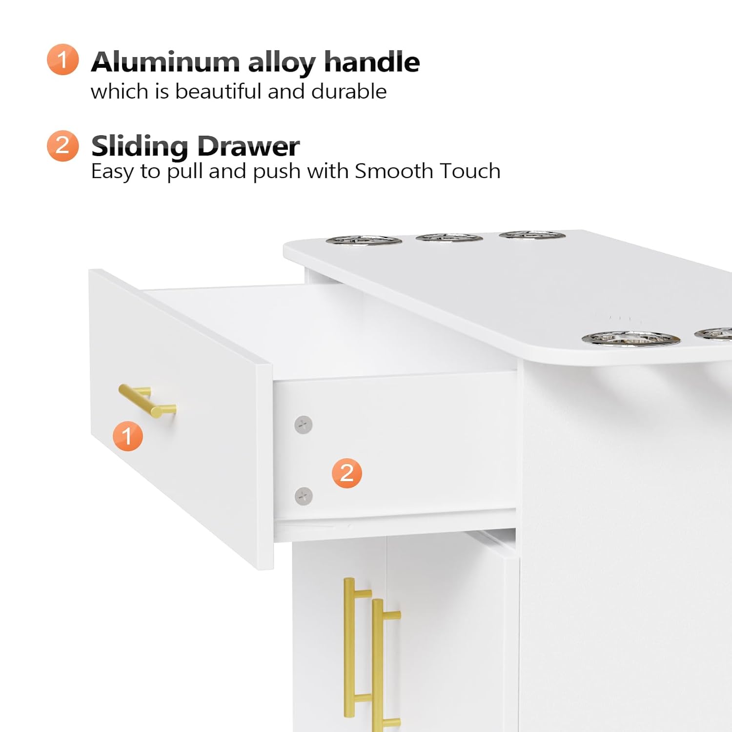 1. Aluminum alloy handle which is beautiful and durable
2. Sliding Drawer Easy to pull and push with Smooth Touch