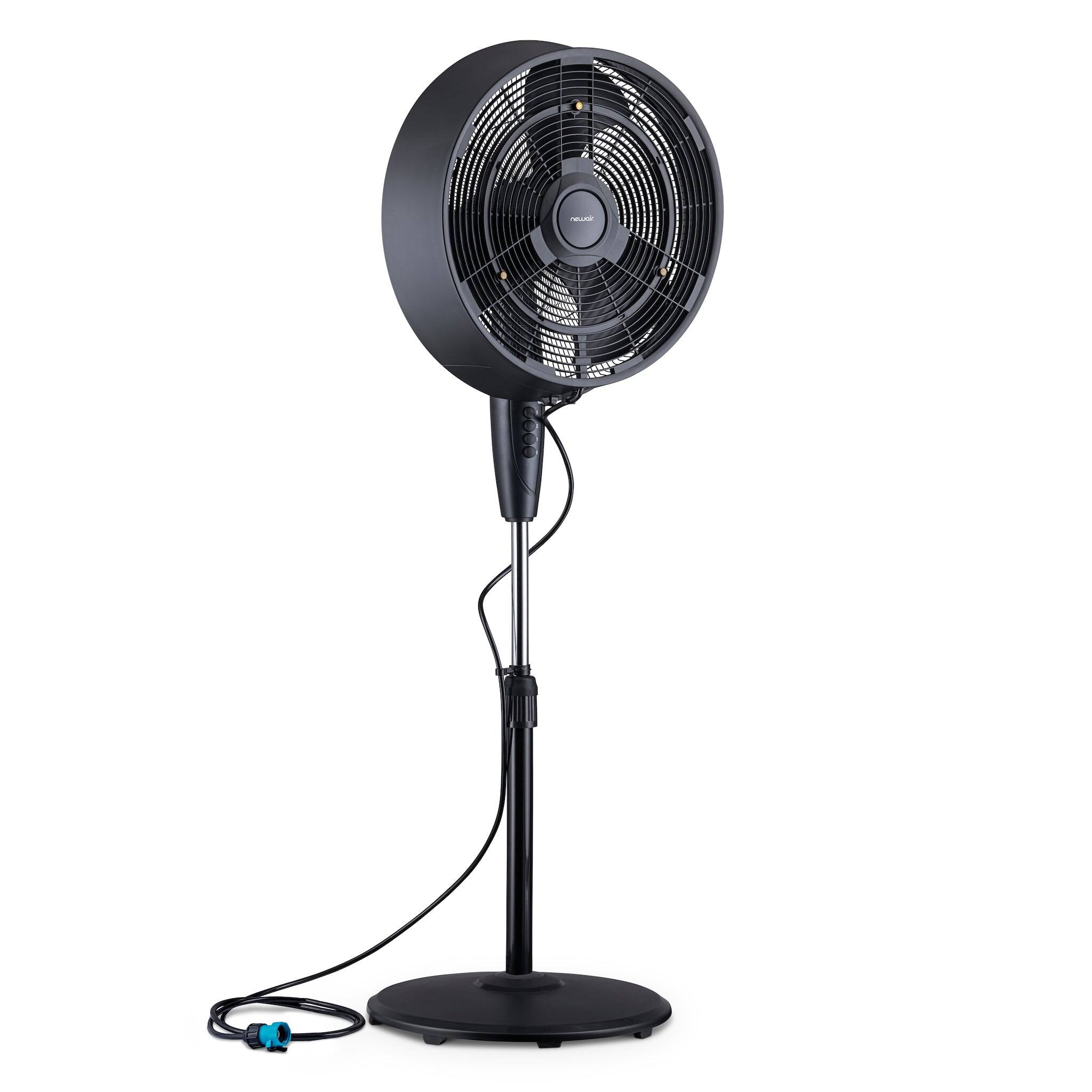Alt View 9. NewAir - Outdoor Misting Fan and Pedestal Fan Combination, 600 sq. ft. With 3 Fan Speeds, Connects Directly to Your Hose - Black.