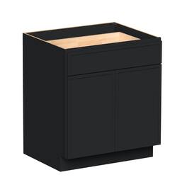 Boyel Living - 30-in W x 34.5-in H x 24-in D Shaker RTA Kitchen Base Cabinet with Soft-Close - Black