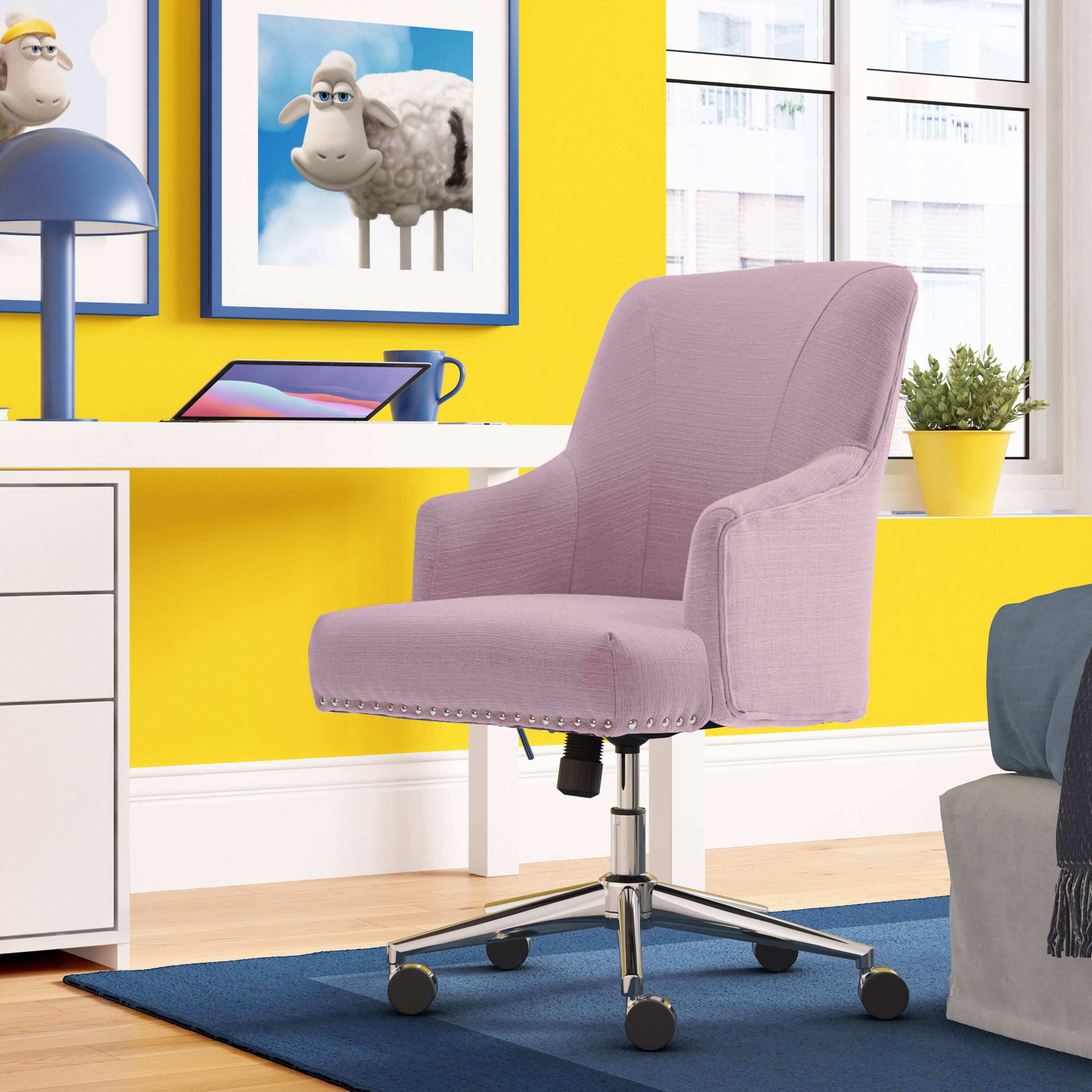 Alt View 20. Serta - Leighton Modern Memory Foam & Twill Fabric Home Office Chair - Lilac.