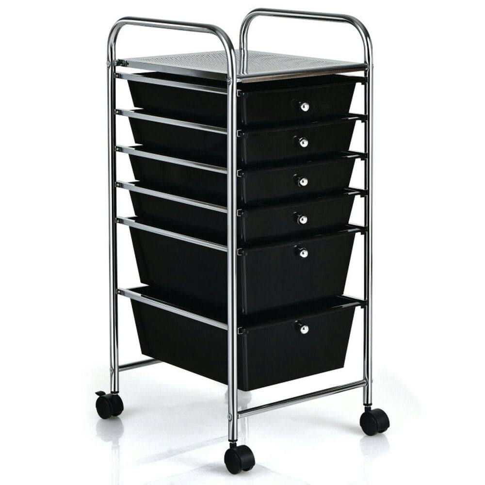 Back. Pefilos - 6 Drawers Rolling Storage Cart Organizer-Black, Craft Organizers and Storage, Multipurpose Organizer Cart for Home - Black.