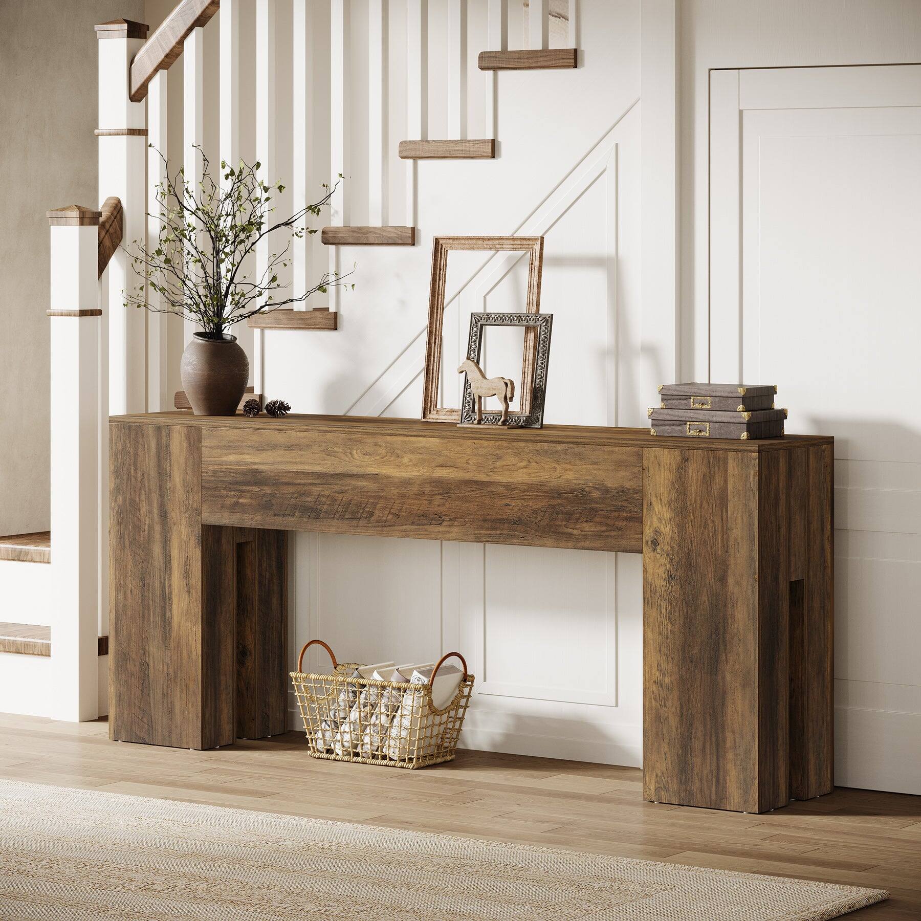 Tribesigns Console Table with Engineered Wood Construction and Wood ...