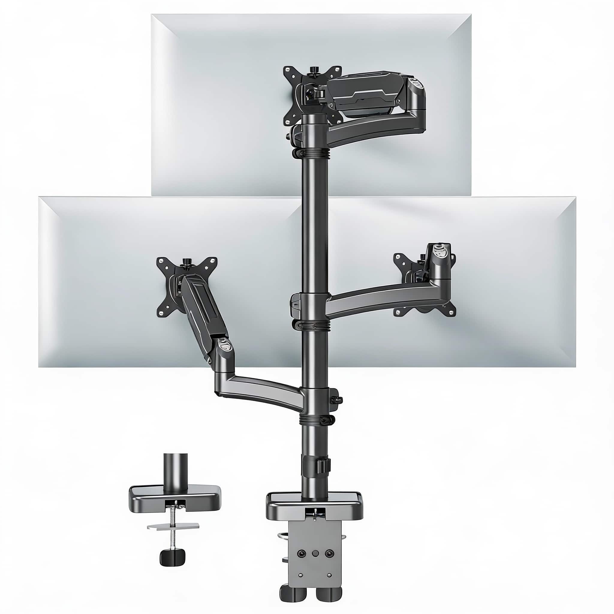 Frangdom - Triple 32" Monitor Arm Desk Mount 19.8lbs VESA 75/100 - Black