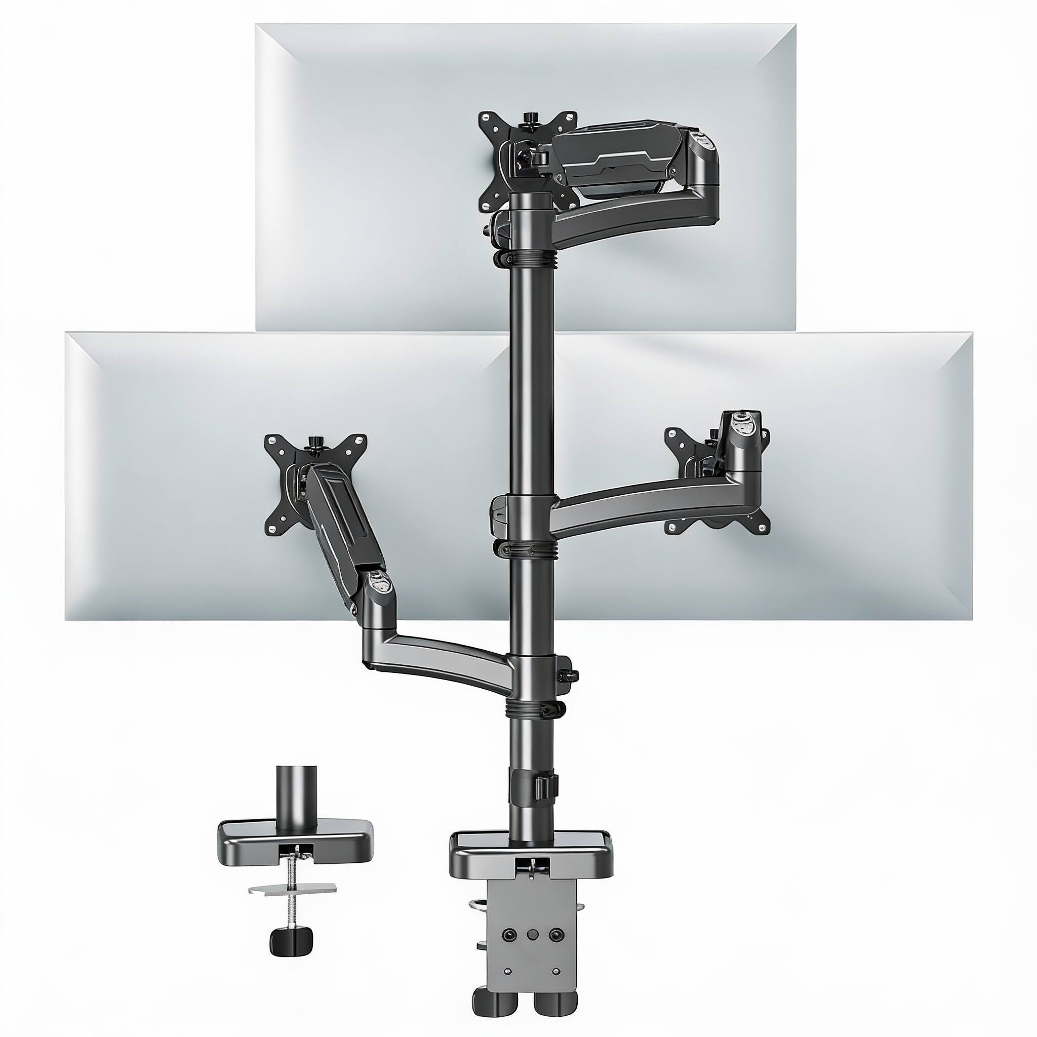 Front. Frangdom - Triple 32" Monitor Arm Desk Mount 19.8lbs VESA 75/100 - BLACK.