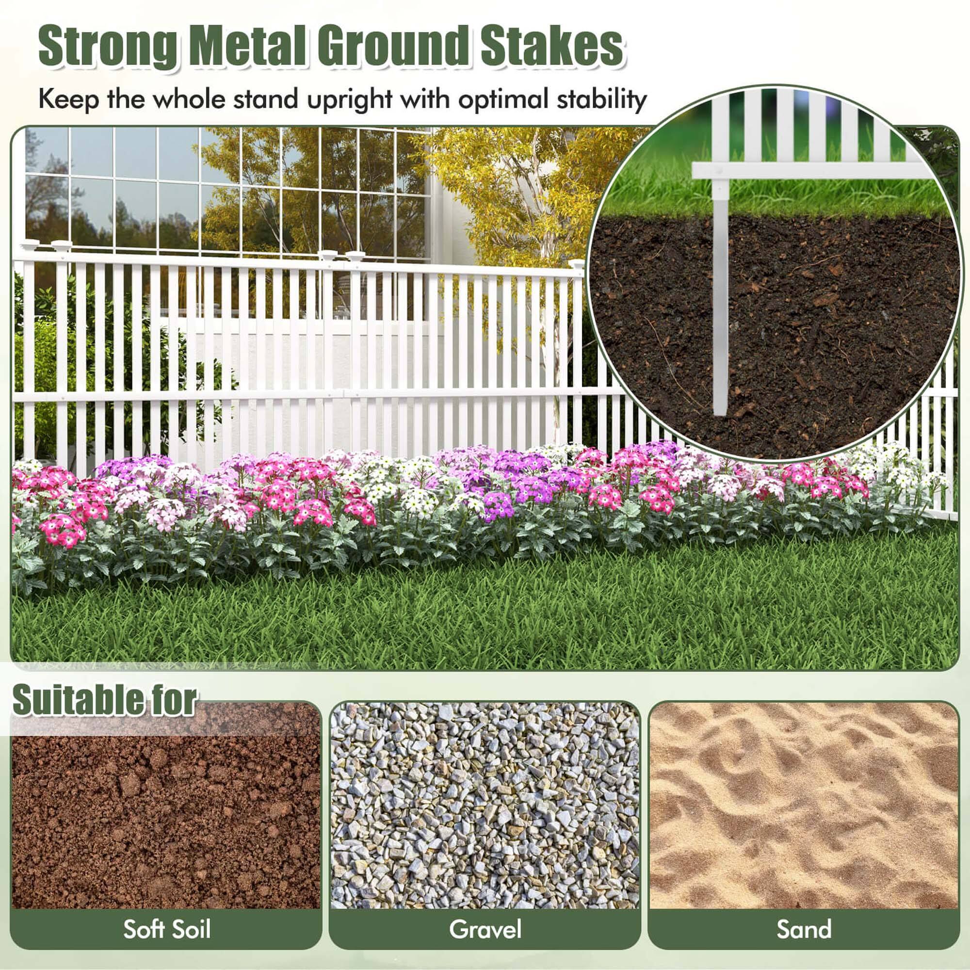 Strong Metal Ground Stakes Keep the whole stand upright with optimal stability Suitable for Soft Soil, Gravel, Sand
