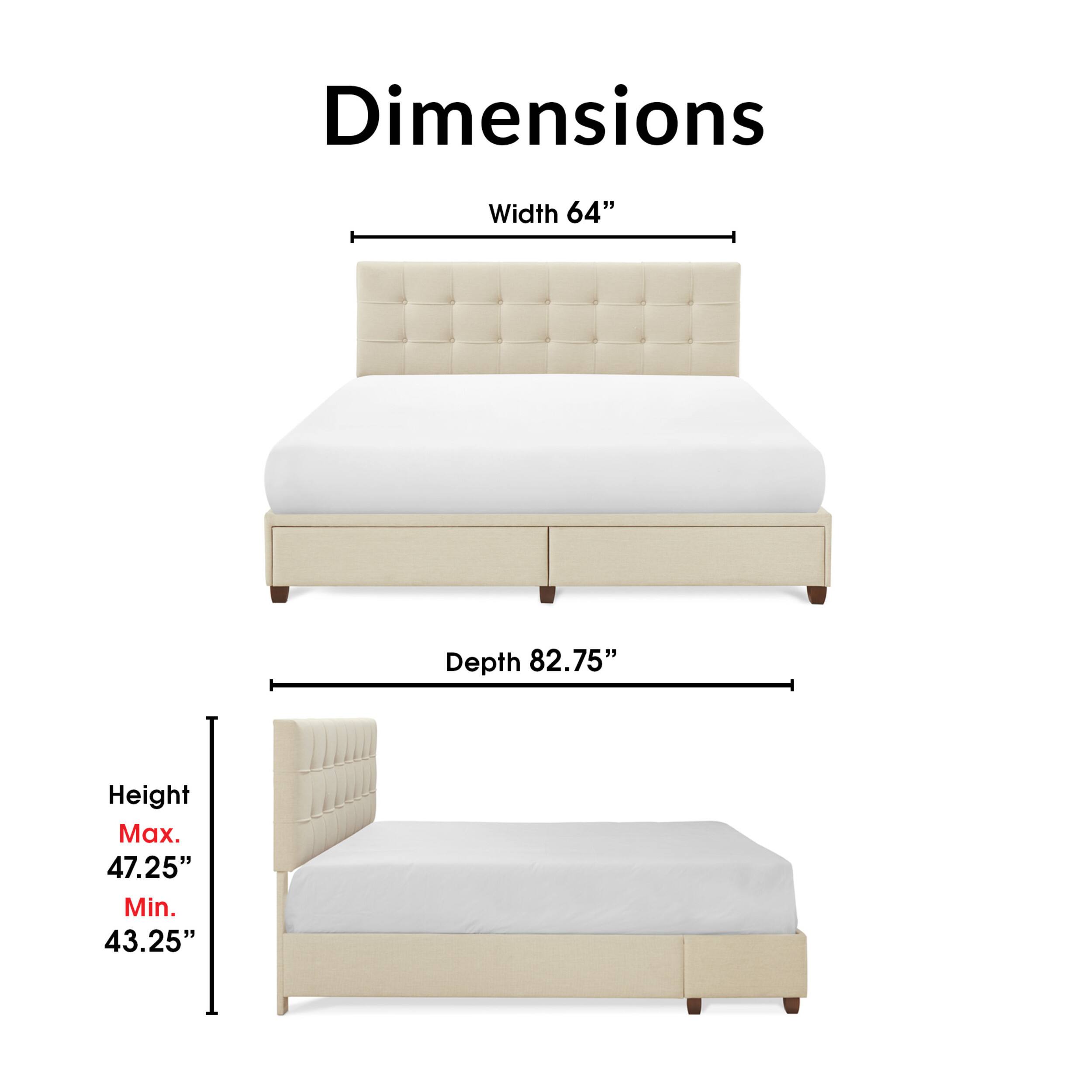 Alt View 11. Click Decor - Edmond Storage Bed with Adjustable Height Headboard Queen Size - Beige.