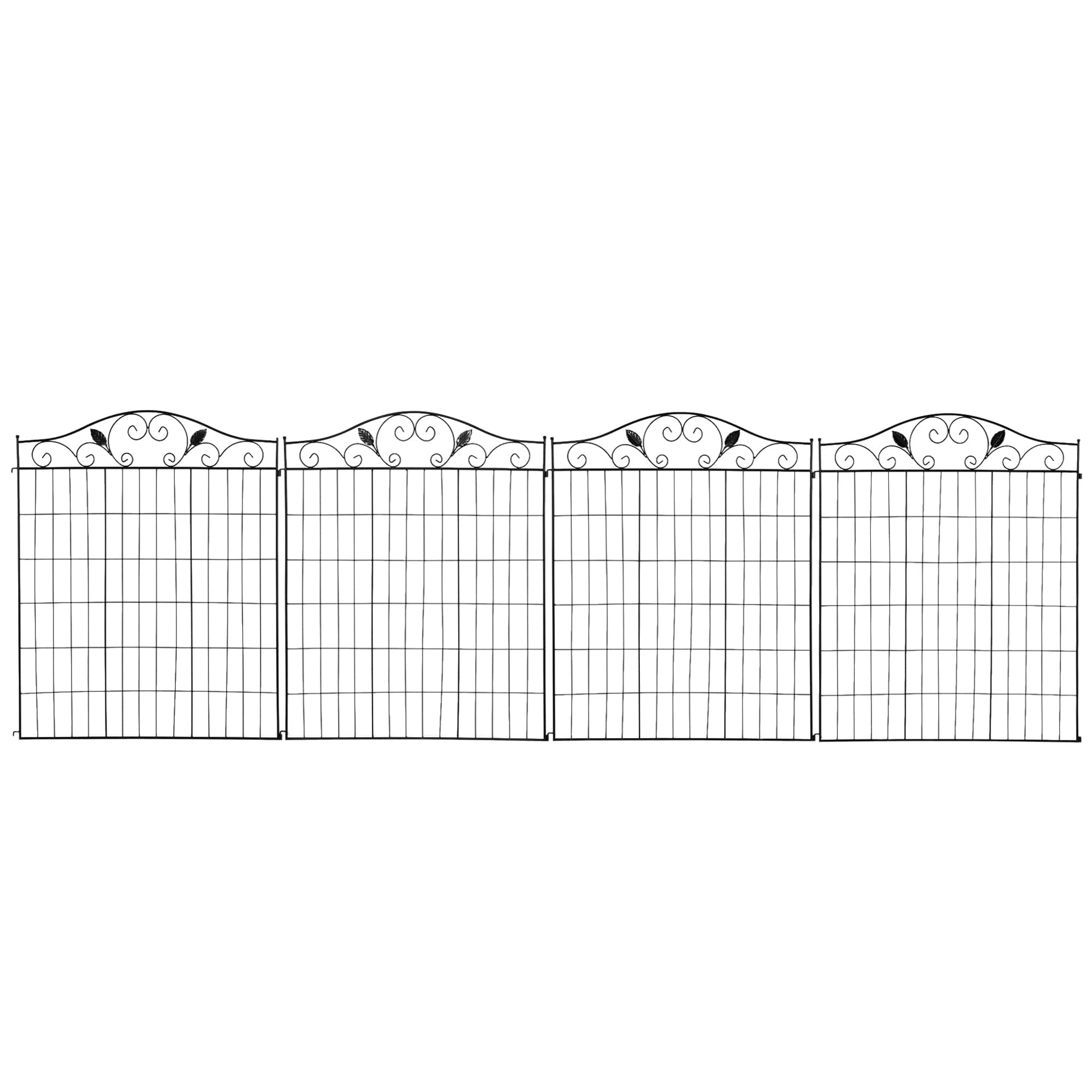 Outsunny - Backyard Garden Decorative Fencing with 4 Panels and Steel Wire Frame - Black
