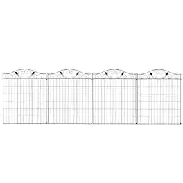 Outsunny - Backyard Garden Decorative Fencing with 4 Panels and Steel Wire Frame - Black