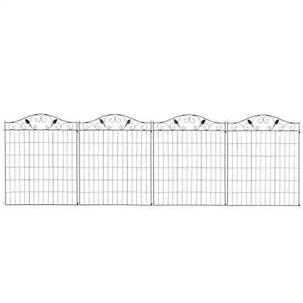 Front. Outsunny - Backyard Garden Decorative Fencing with 4 Panels and Steel Wire Frame - Black.