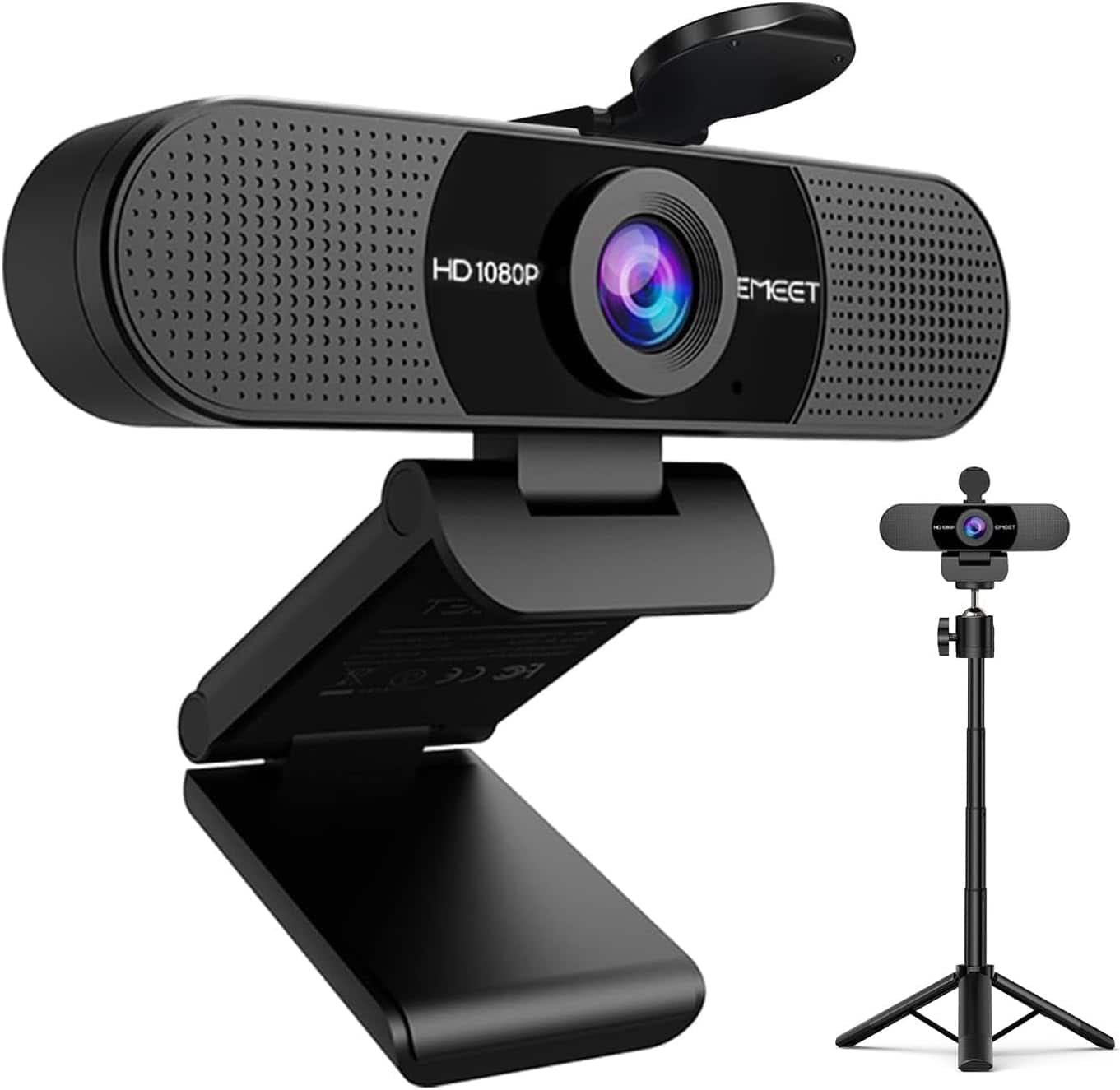 EMEET - C960 Webcam with Tripod, 1080P Webcam with Microphone, Adjustable Height Mini Tripod, C960 Web Camera with Privacy