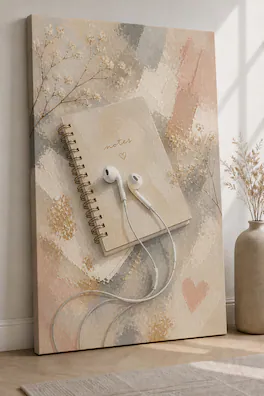 FC Design - Large Ready-to-Hang 24x36"- Soft Aesthetic Earphones Notebook Art Painting Home Wall Décor - MultiColor