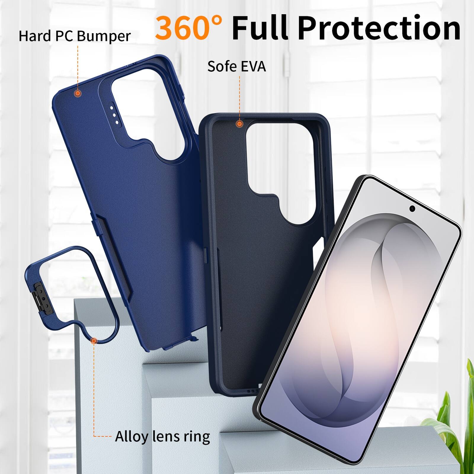 Hard PC Bumper 360° Full Protection Soft EVA Alloy lens ring