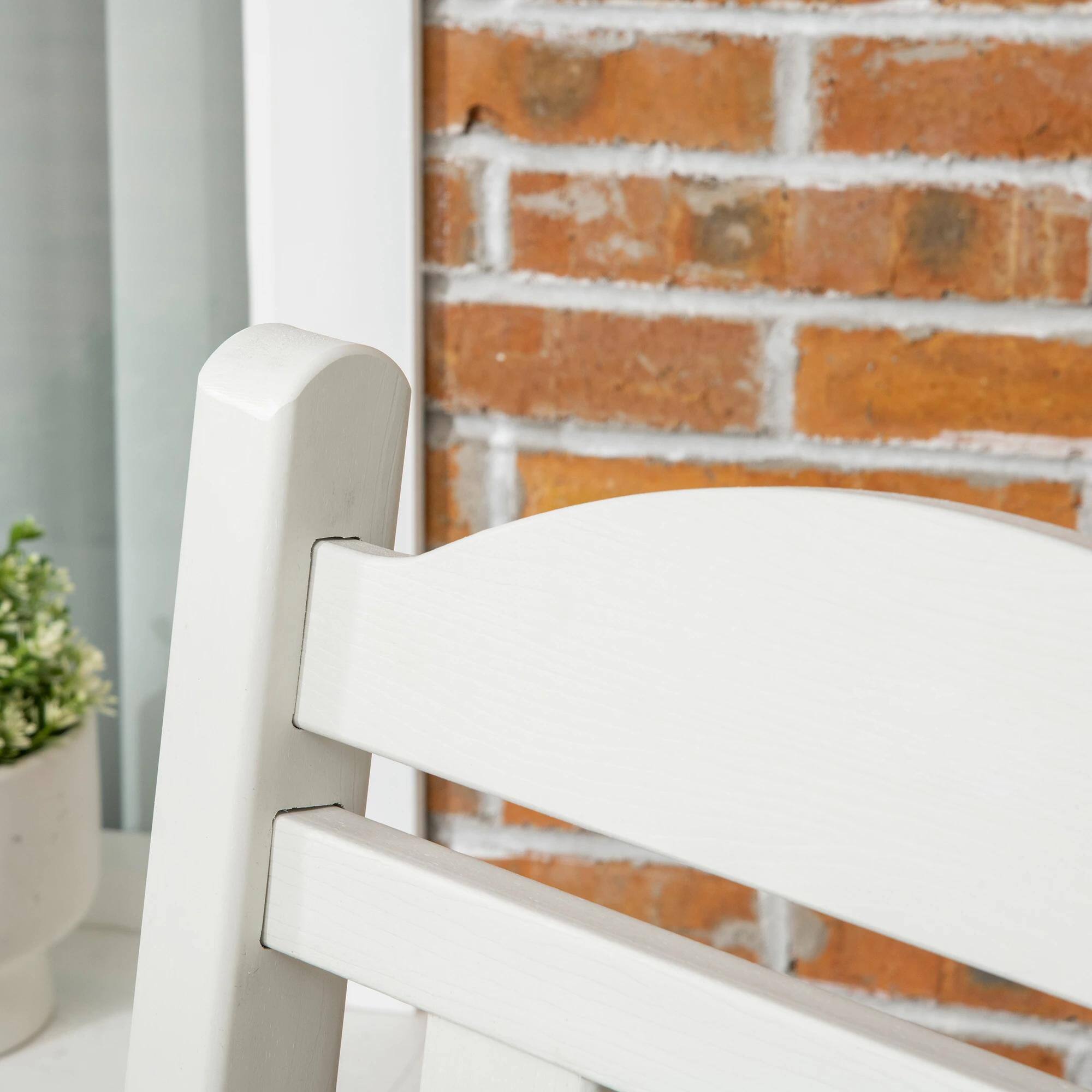 Alt View 2. Resenkos - Resenkos Outdoor Rocking Seat, Weatherproof HDPE Patio Chairs, Rustic High-Back, Armrests, Oversized, White - White.