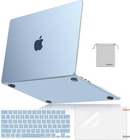 mosiso - 4-in-1 Hard Shell Case Kit for 15-inch MacBook Air (A3448 A3241 A3114 A2941) - Sky Blue Clear