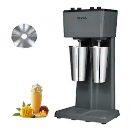 VEVOR - Milkshake Maker, 375W x 2 Electric Milkshake Machine, Double Heads Drink Mixer Blender Machine, 3-Speed Milkshake Mixer - Gray