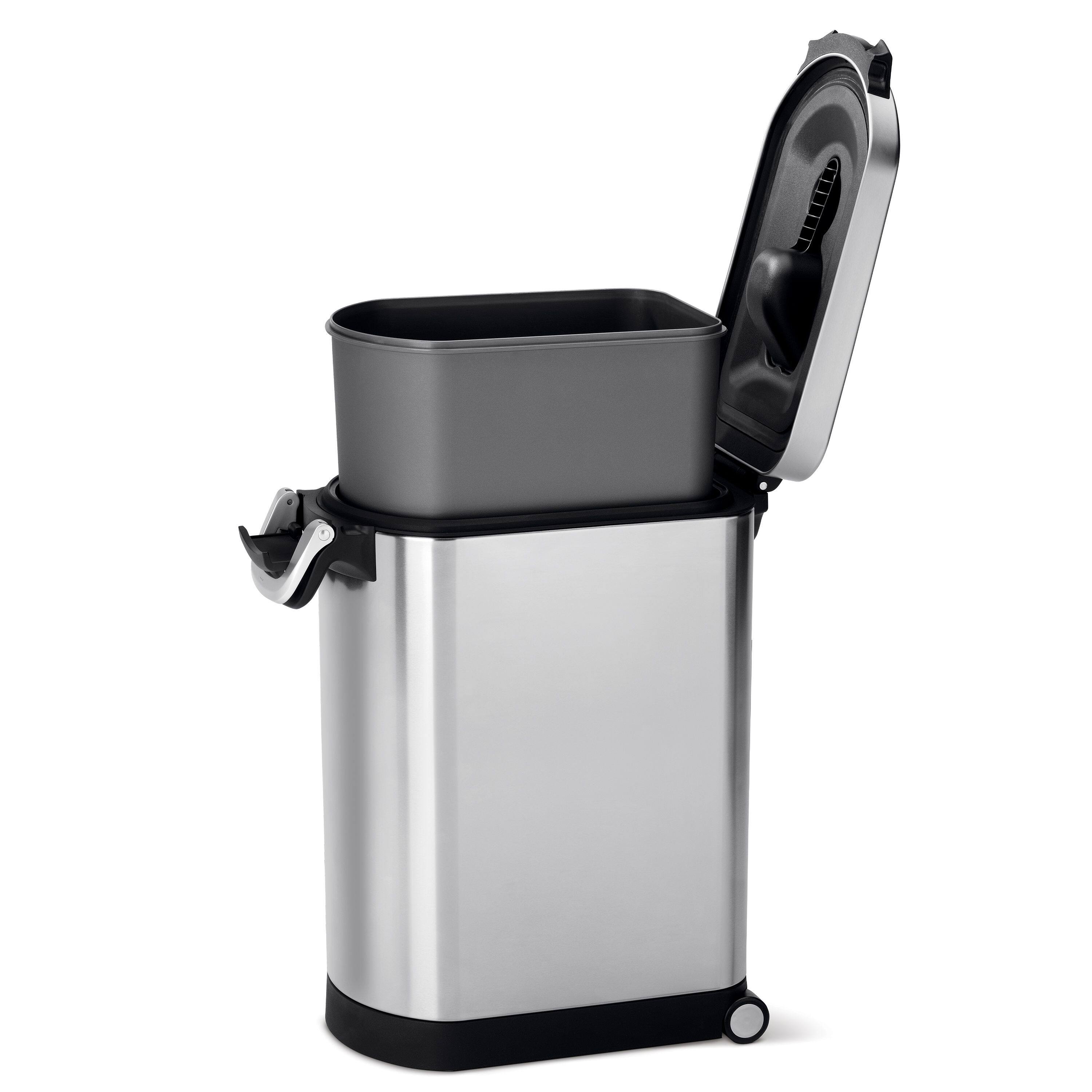 Alt View 4. simplehuman - large pet food can, brushed stainless steel - Brushed.