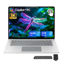 Microsoft - Surface 15" 2K Touch Laptop,Snapdragon X Elite,16GB RAM,2TB SSD+1TB Dock Set,Backlit KB,Win 11 - Platinum