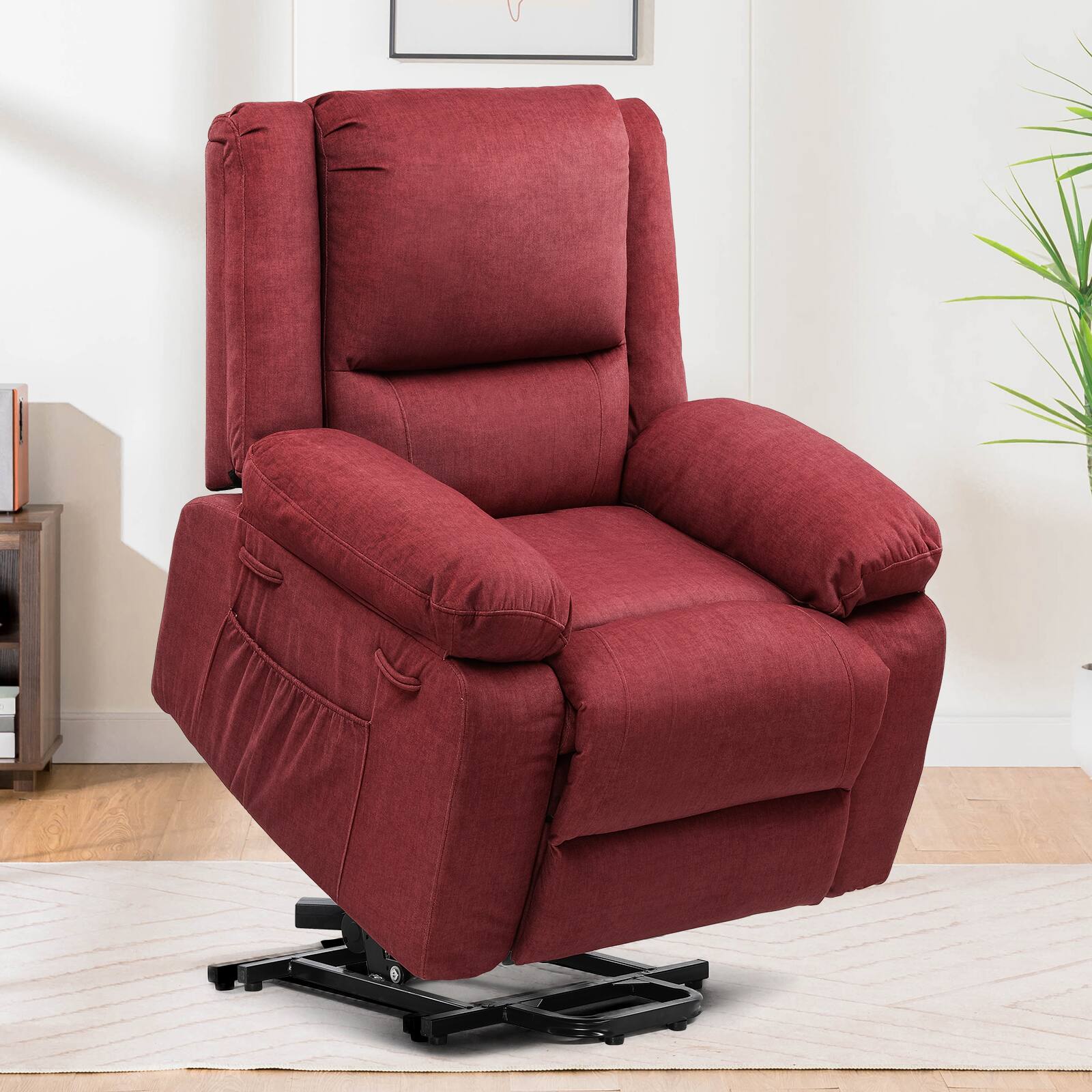 Alt View 3. CloudRest Pro - Electric Power Lift Chairs Recliners with Massage and Heat Recliner Chair,Red - Red.