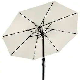 Best Choice Products - 10ft Solar LED Lighted Patio Umbrella w/ Tilt Adjustment, UV-Resistant Fabric - Ivory