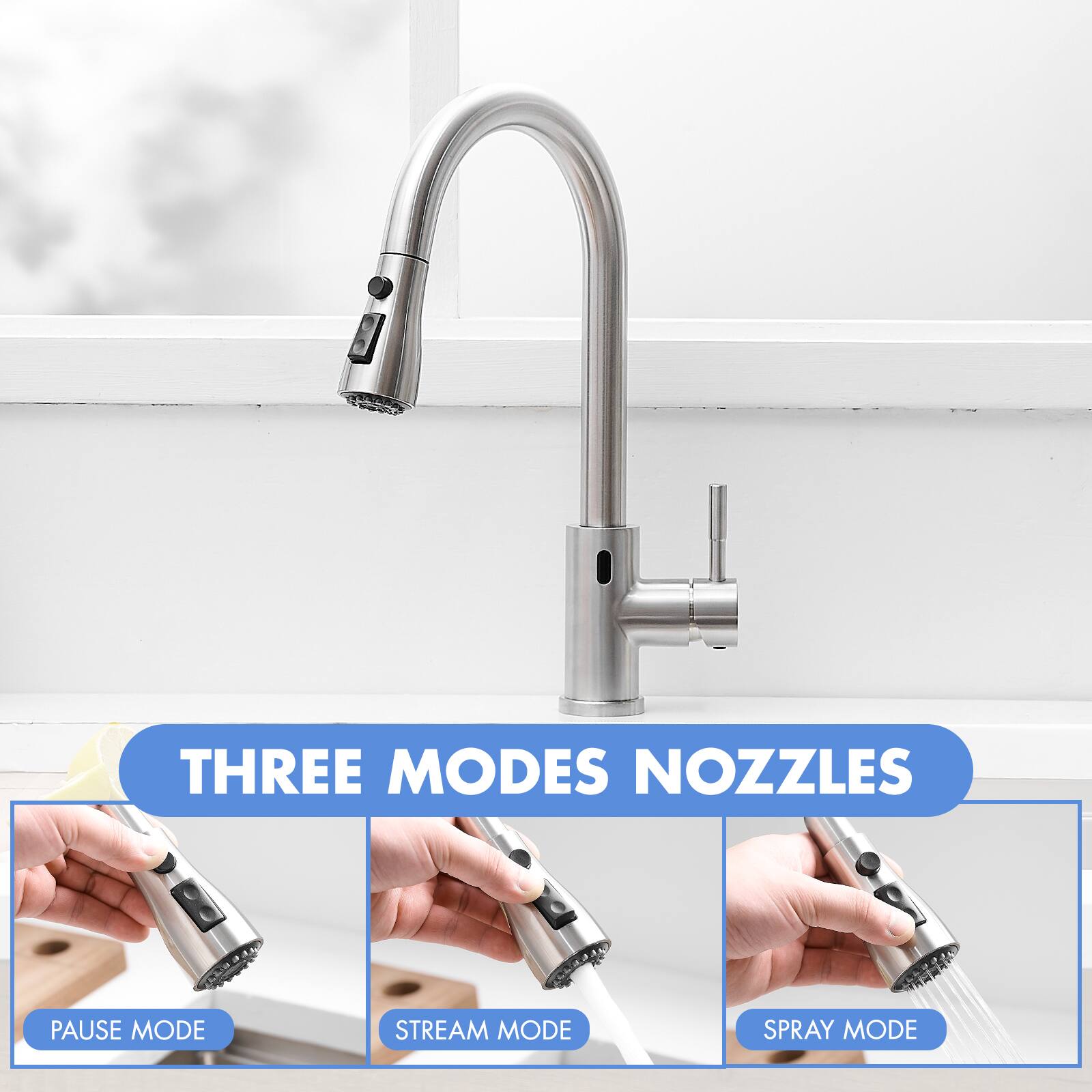THREE MODES NOZZLES

- PAUSE MODE
- STREAM MODE
- SPRAY MODE