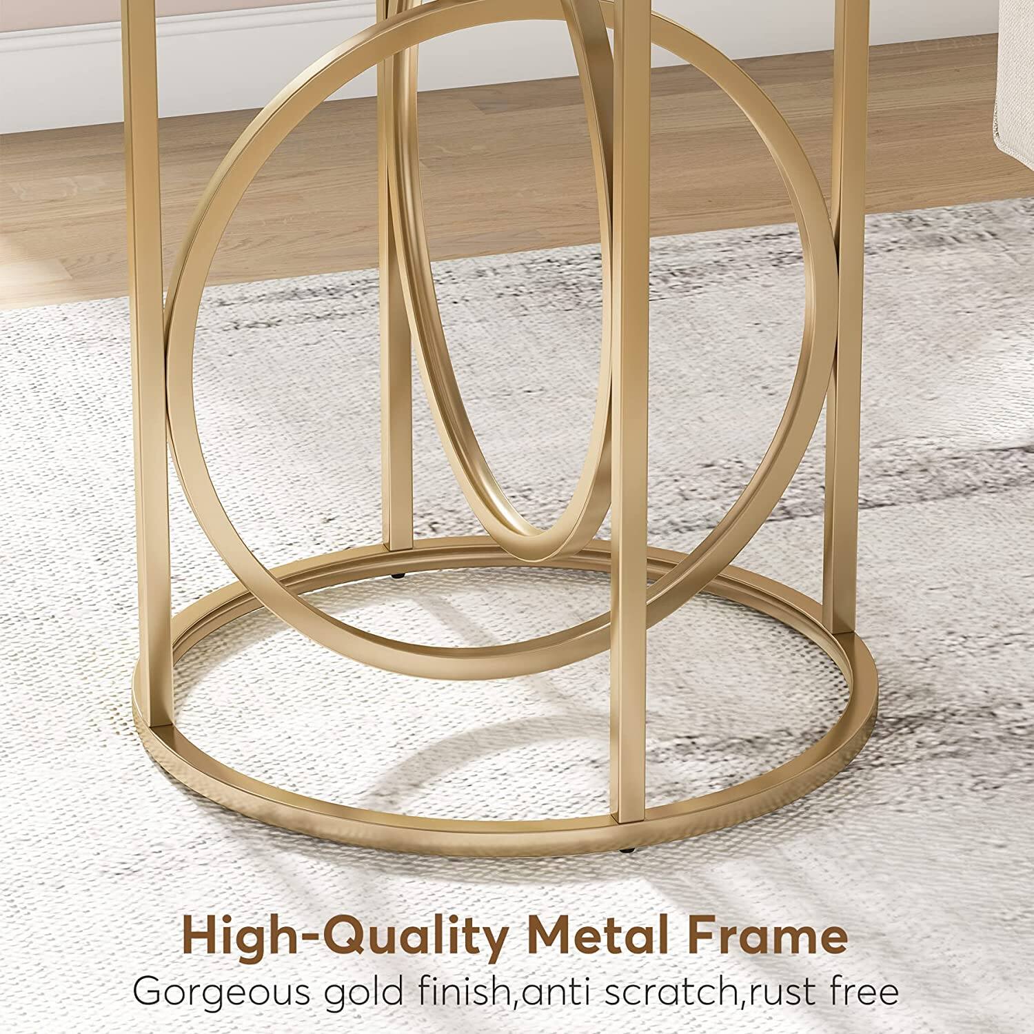 Tribesigns Modern End Table with Metal Frame and Space Saving Design ...