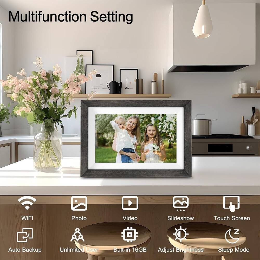 Multifunction Setting

- WiFi
- Photo
- Video
- Slideshow
- Touch Screen
- Auto Backup
- Unlimited User
- Built-in 16GB
- Adjust Brightness
- Sleep Mode