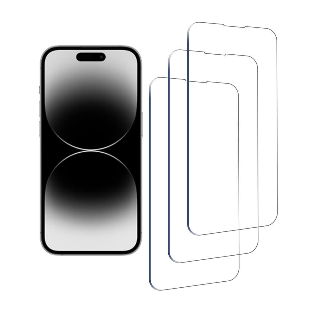 Alt View 4. Qixxronics - 3-Pack Tempered Glass Screen Protector for iPhone 14 Pro Case-Friendly Glass Film Protector Cover - Clear.