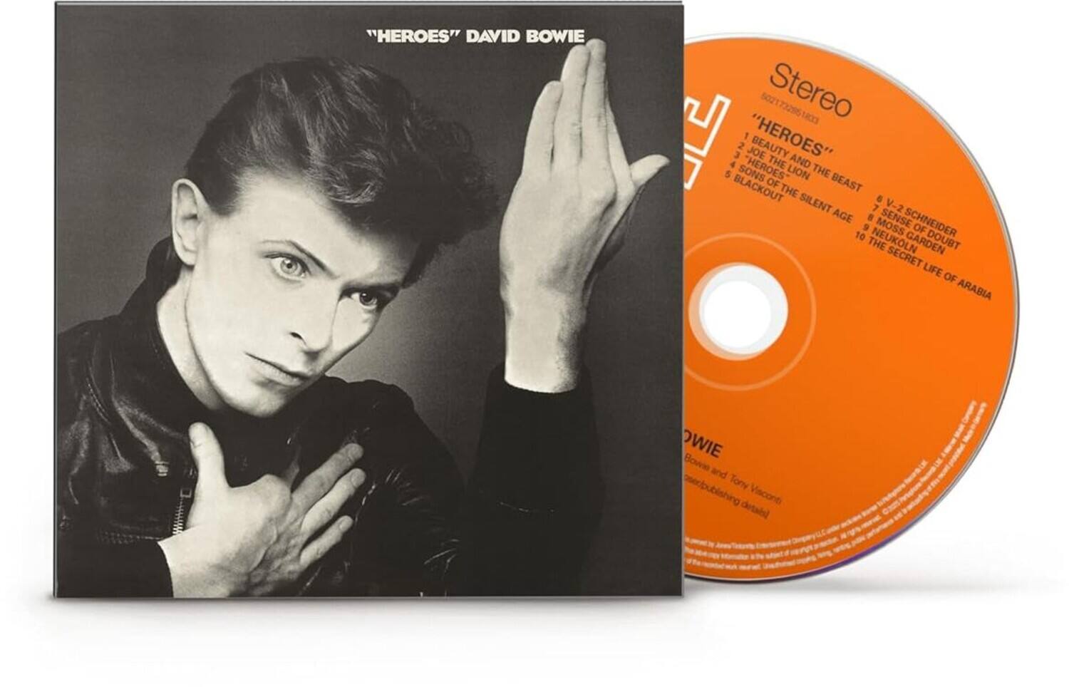 "HEROES" DAVID BOWIE  
5021 Stereo 23285 18003 1 "HEROES"  
2 BEAUTY AND THE BEAST  
3 JOE THE LION  
4 "HEROES"  
5 SONS OF THE SILENT AGE  
6 V-2 SCHNEIDER  
7 SENSE OF DOUBT  
8 MOSS OF THE NEUKOLN GARDEN  
9 THE SECRET LIFE OF ARABIA  
10 BOWIE  
Details:  
Tony Visconti  
publishing  
Bowne
