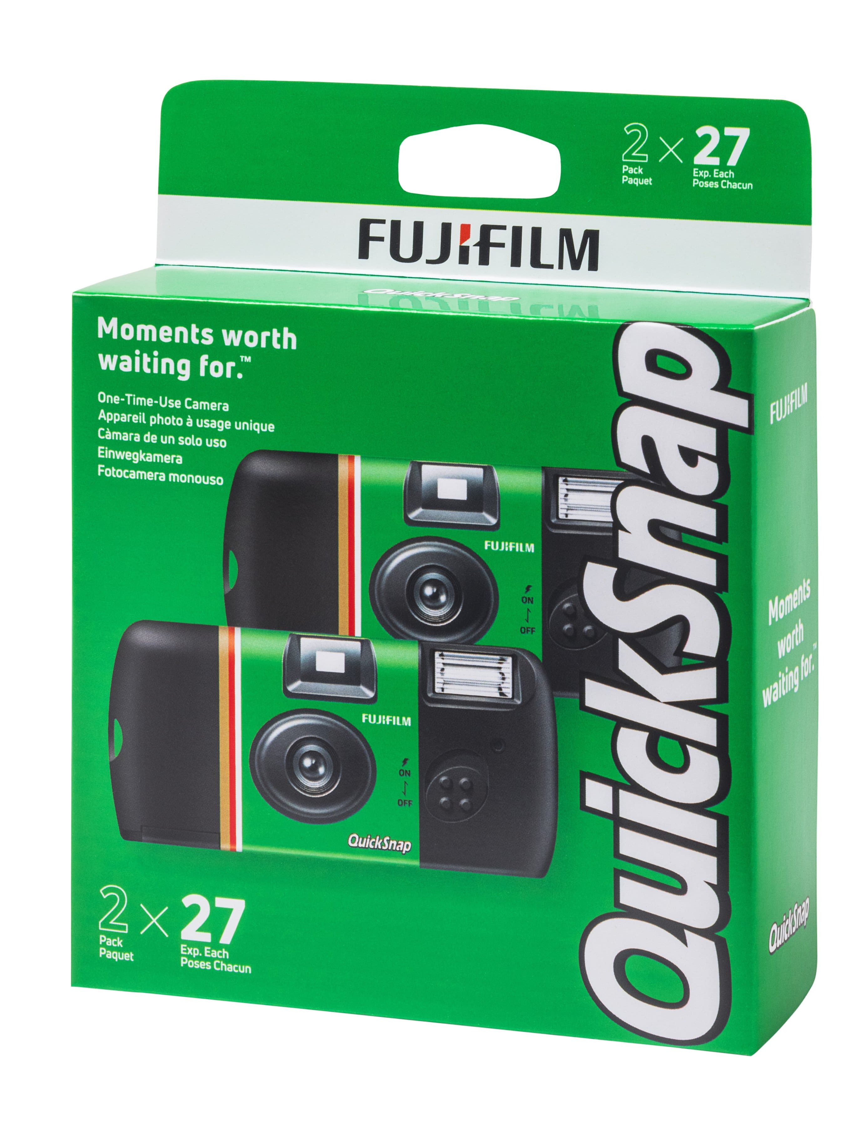 "2 X 27 Pack Exp. Each FUJIFILM QuickSnap 27 Exposure One-Time-Use Camera for moments worth waiting for."