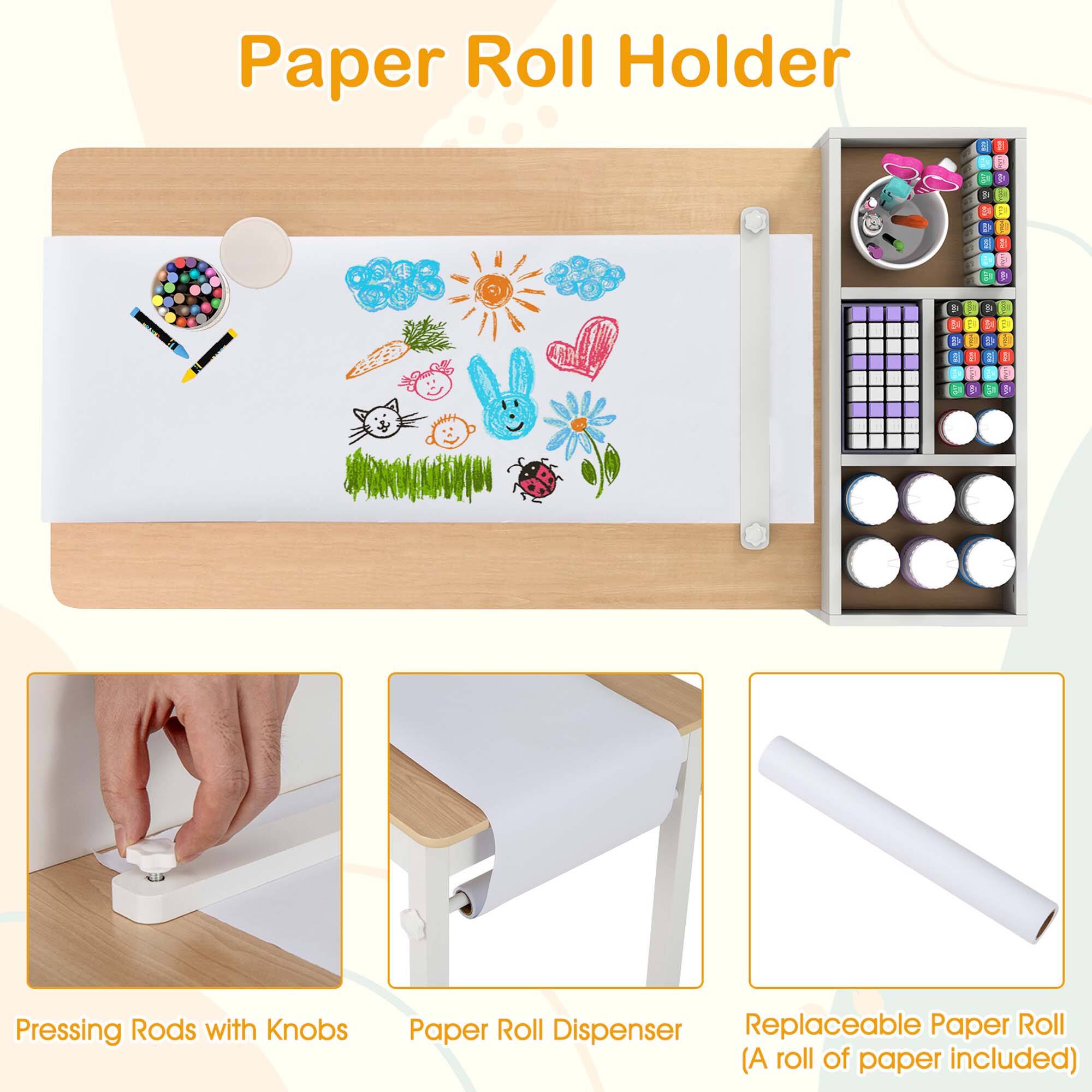 Paper Roll Holder: A D - I 1  1 1 1 I I 2 : L . Pressing Rods with Knobs Paper Roll Dispenser Replaceable Paper Roll (A roll of paper included).
