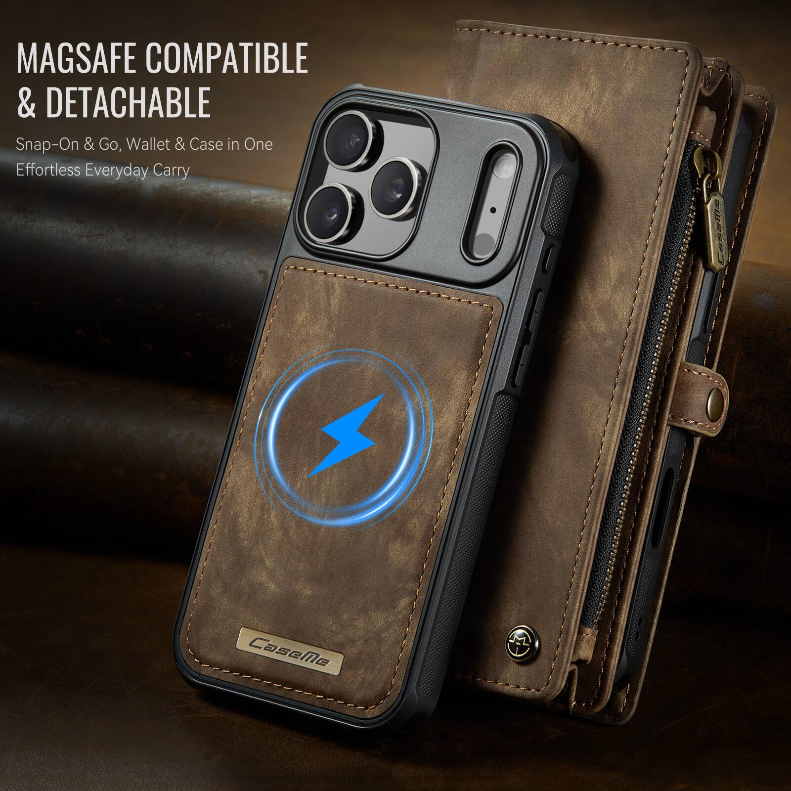 MAGSAFE COMPATIBLE & DETACHABLE  
Snap-On & Go, Wallet & Case in One  
Effortless Everyday Carry