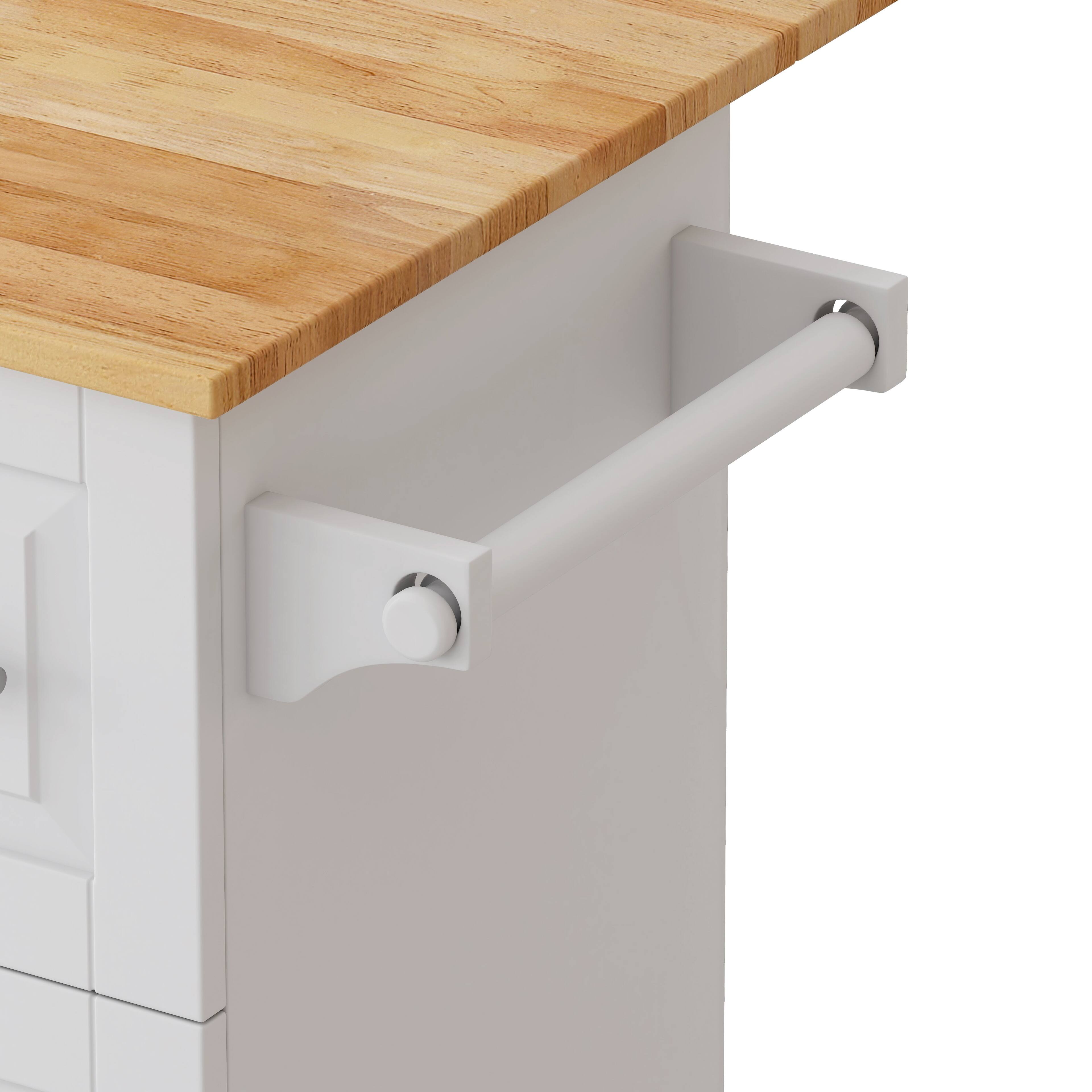 Alt View 4. Boyel Living - 43 Inch Kitchen Island Cart with Foldable Top Three Drawers and Two Door Cabinet White - White.