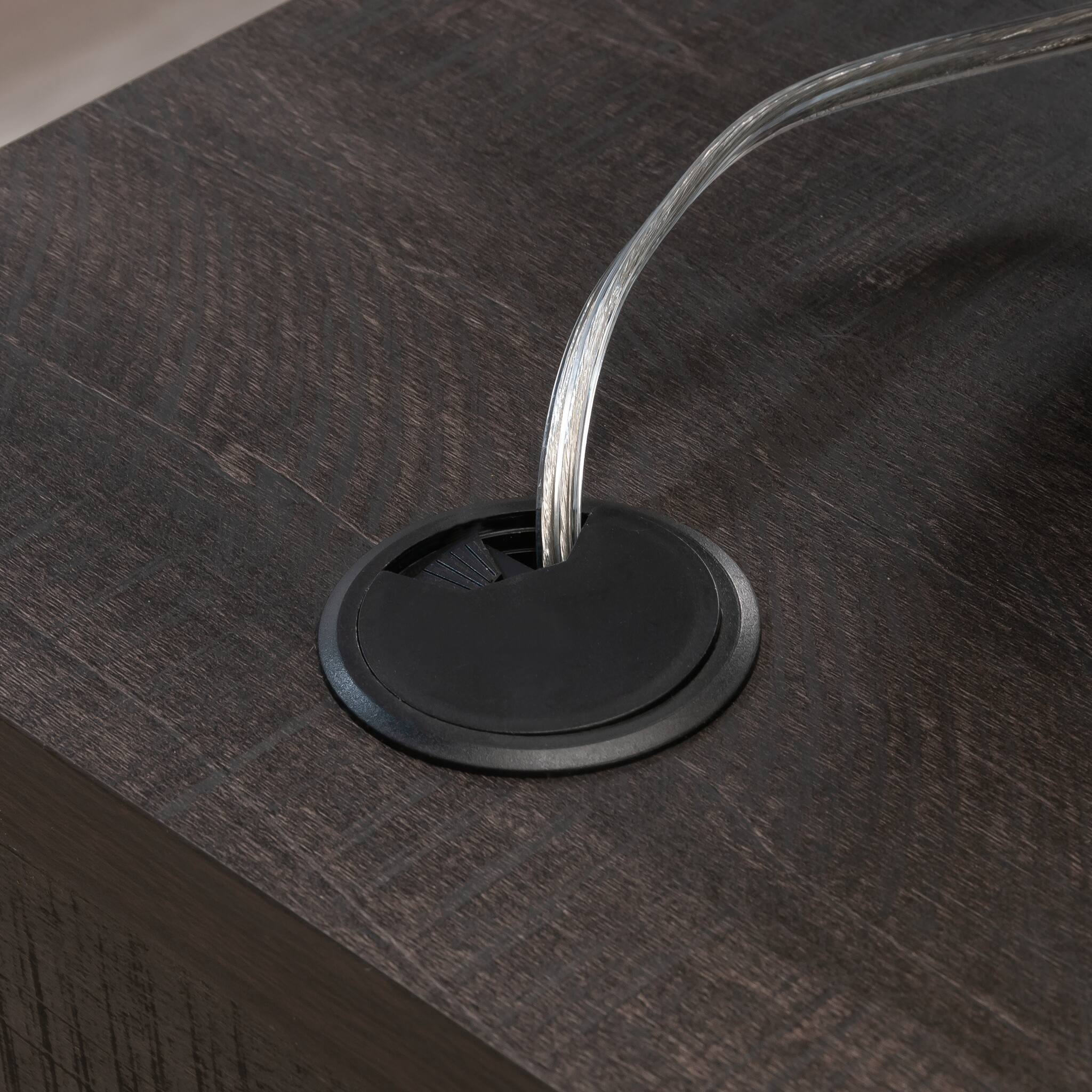 Back. Spaco - L-Shaped Desk with Drawers, Large Corner Computer Table for Home Office - Black.