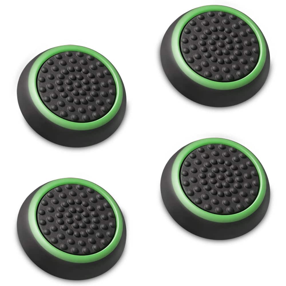 Fosmon - [2 Pair / 4 Pcs] For Nintendo Switch Thumb Grips, Switch Joycon Grip, Silicone PS5 Controller Thumb Grips, Black/Green - Multicolored