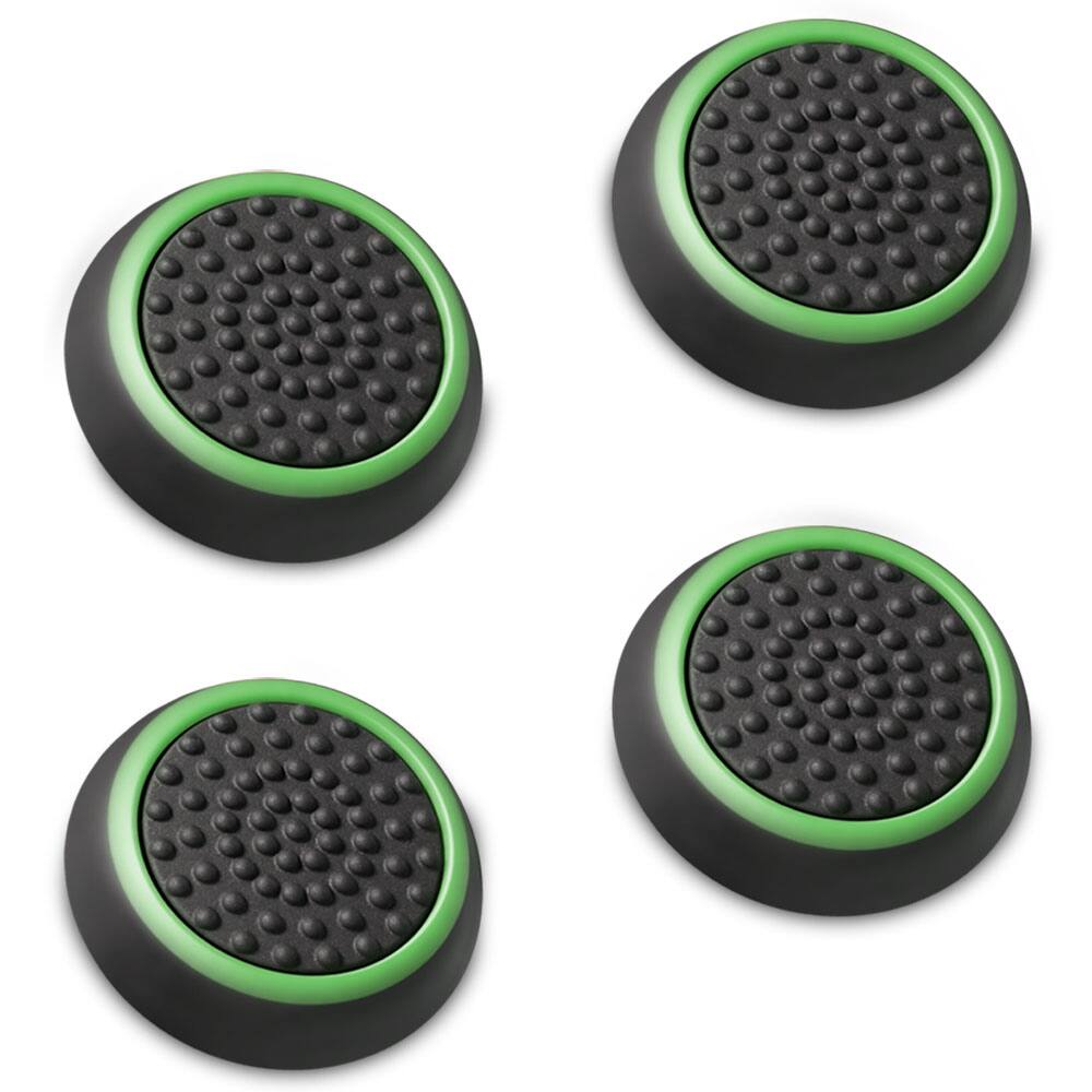 Front. Fosmon - [2 Pair / 4 Pcs] For Nintendo Switch Thumb Grips, Switch Joycon Grip, Silicone PS5 Controller Thumb Grips, Black/Green - Multicolored.