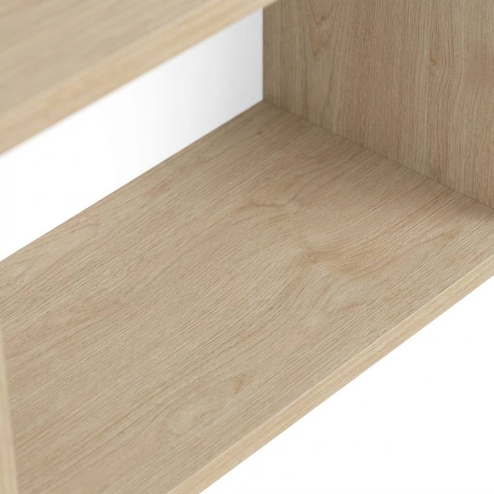 Alt View 4. FurniFact - Oak floating TV shelf, modern wall-mounted design, sleek entertainment setup - Beige.